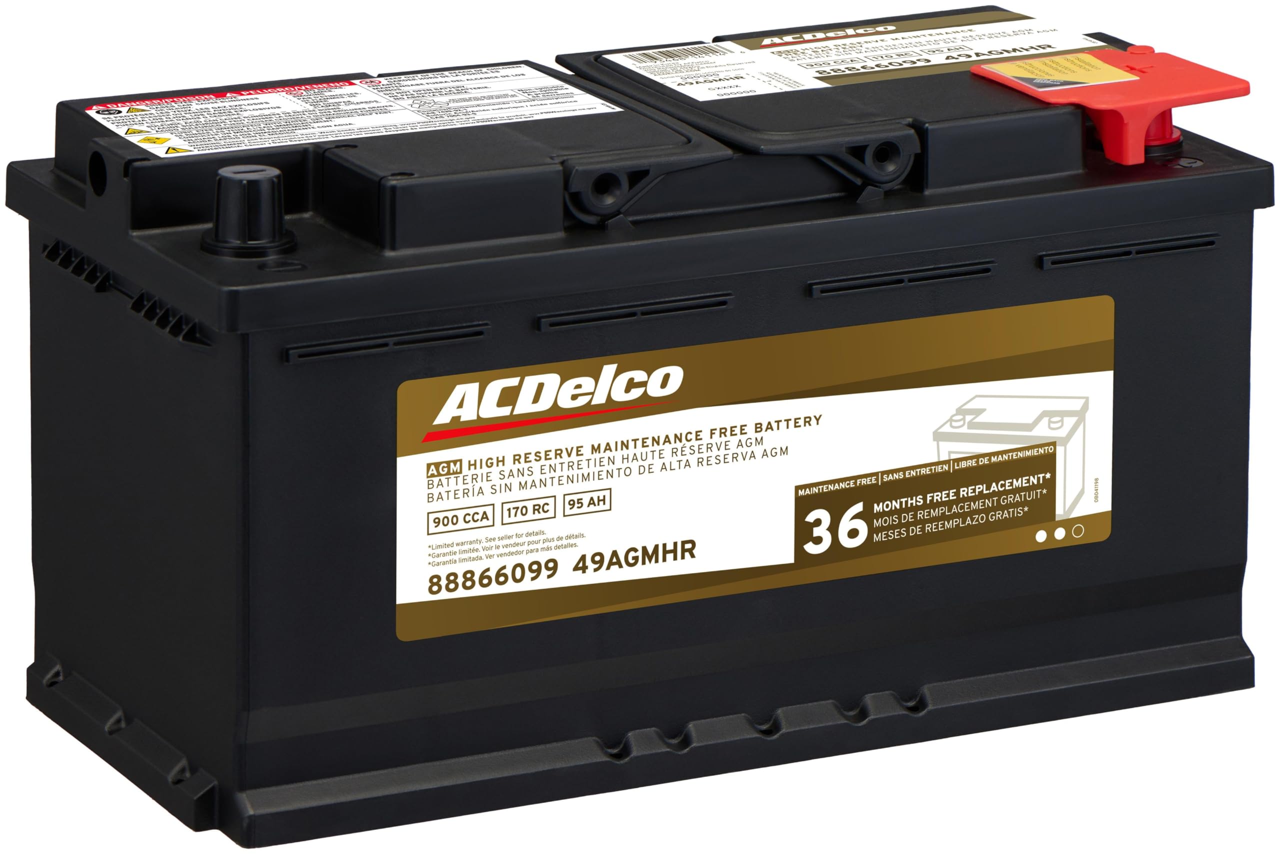 ACDelco Gold 49AGMHR 36 Month Warranty High Reserve AGM BCI Group 49 Battery