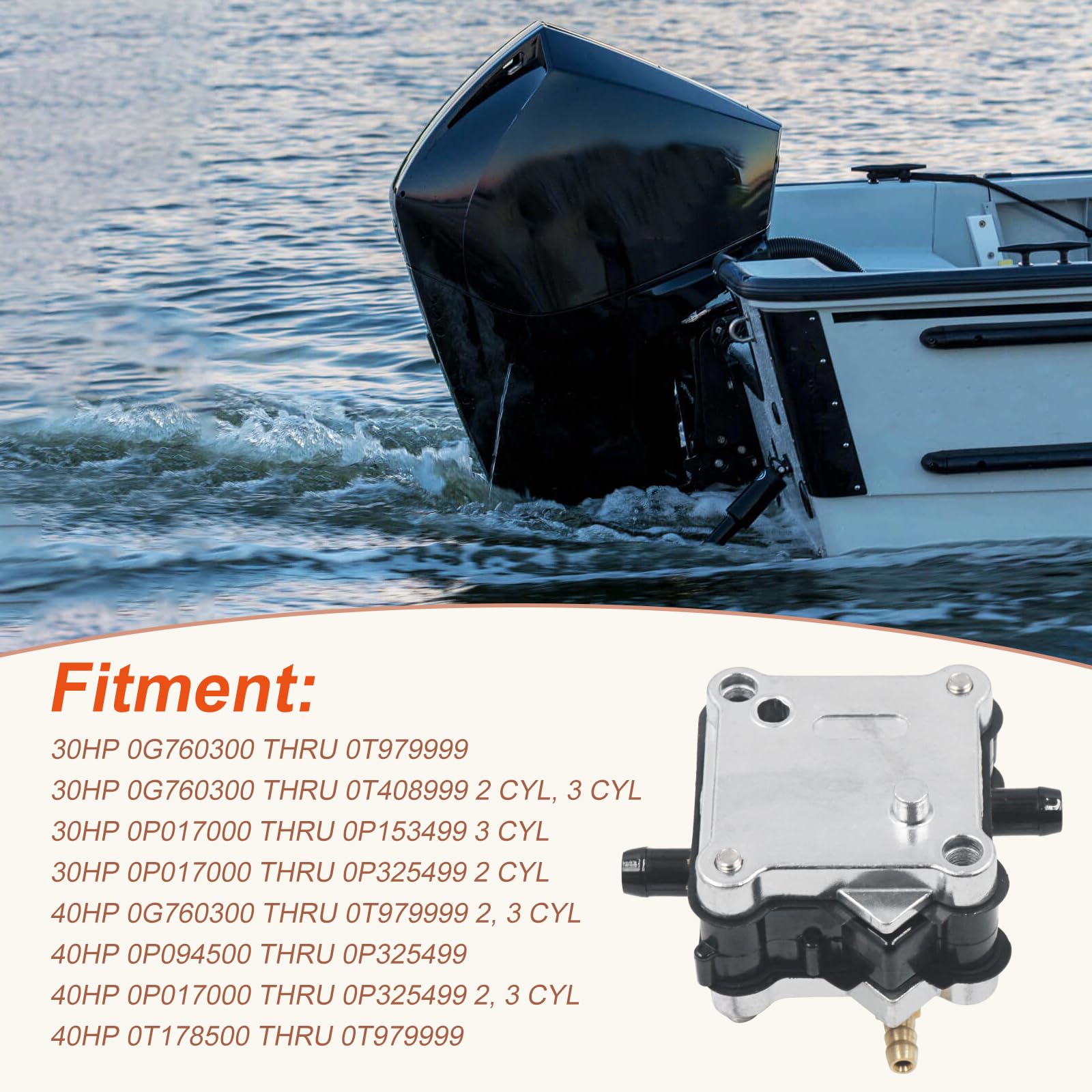 14360A78 Fuel Pump for Mercury Mariner Outboard 14360A71 14360A73 14360A16 14360A41 14360A43 14360A50, 2 Stroke 30 40 45 50 55 6