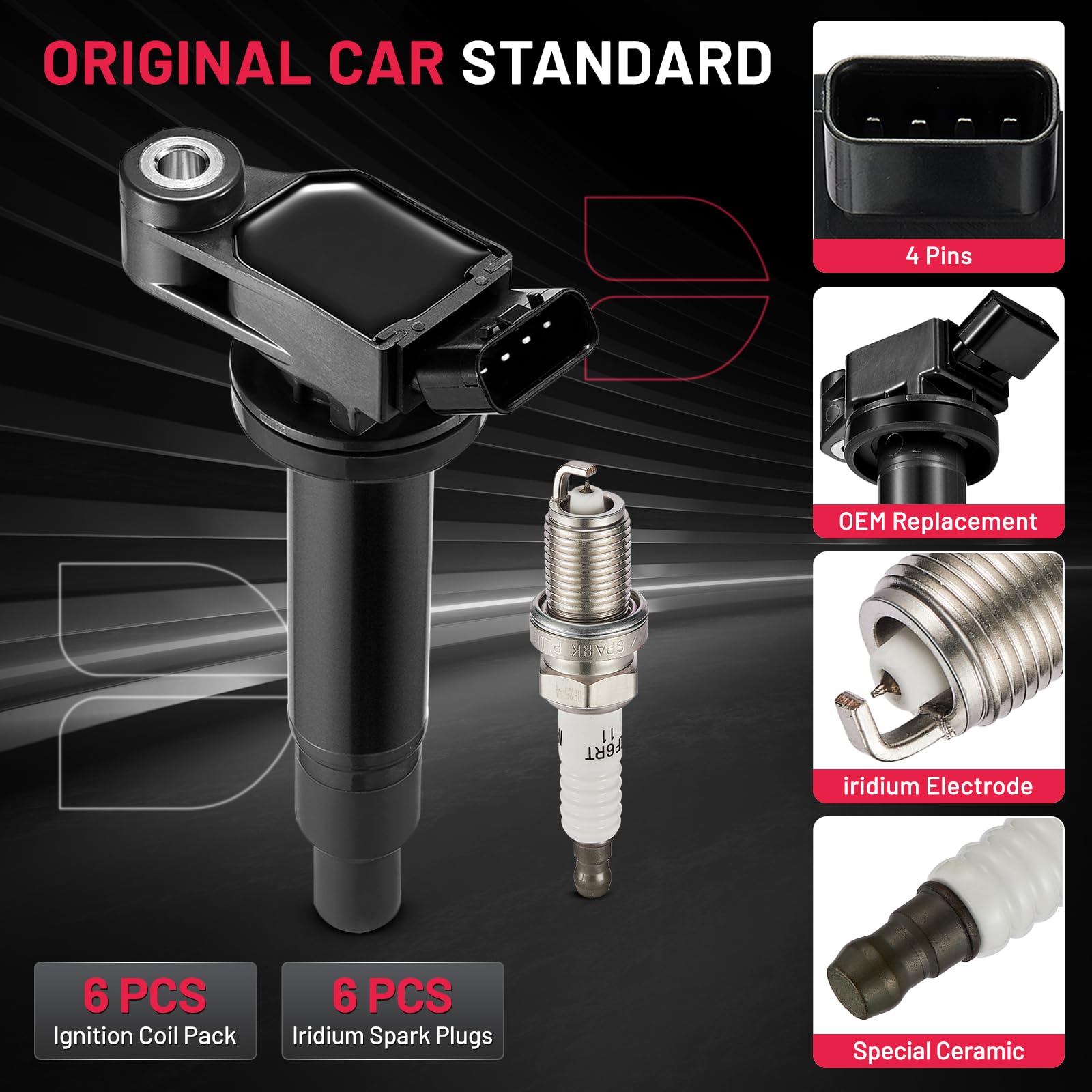 Bdfhyk Ignition Coil Pack Uf267 And Iridium Spark Plugs 4504 Pk20Tt Compatible With Lexus Es300 Rx300 Rx330 Rx400 Toyota Avalon