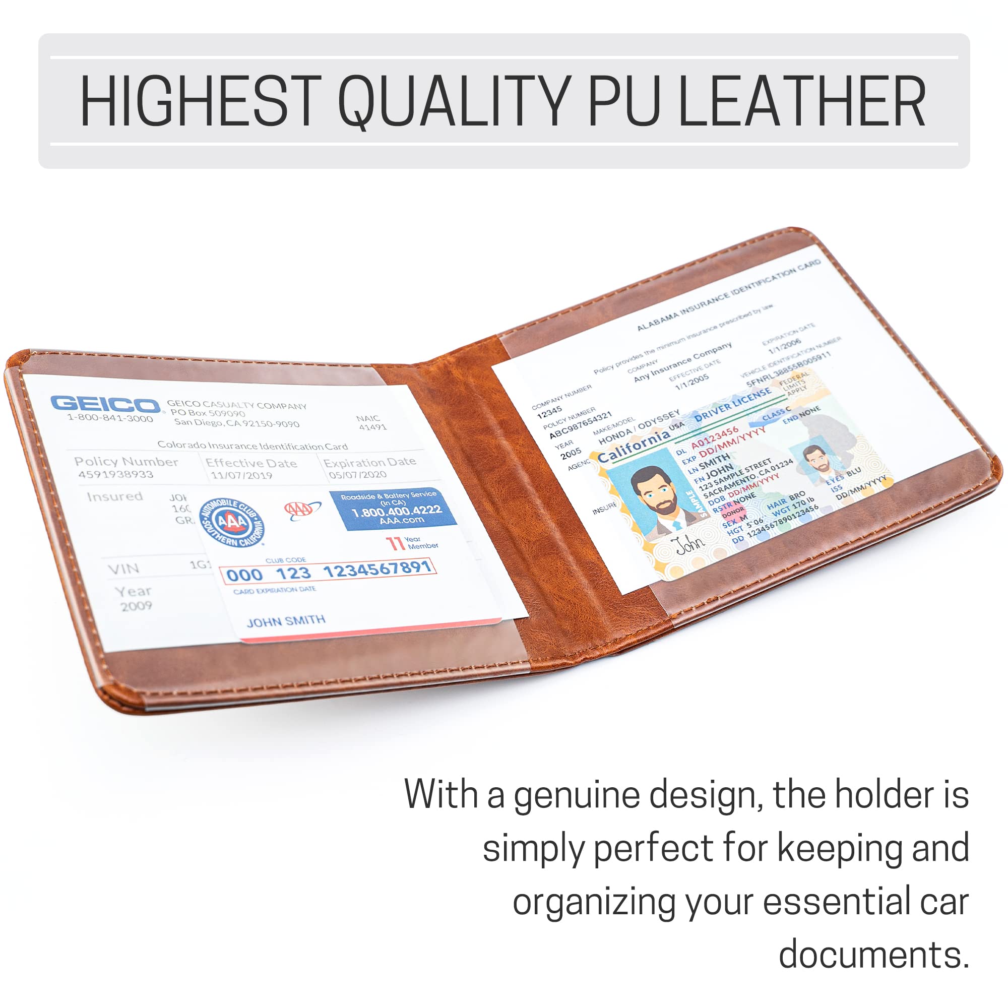 Canopus Car Registration And Insurance Holder, Magnetic Closure, Embossed Card Document Holder, Vehicle Glove Box Organizer, Wal