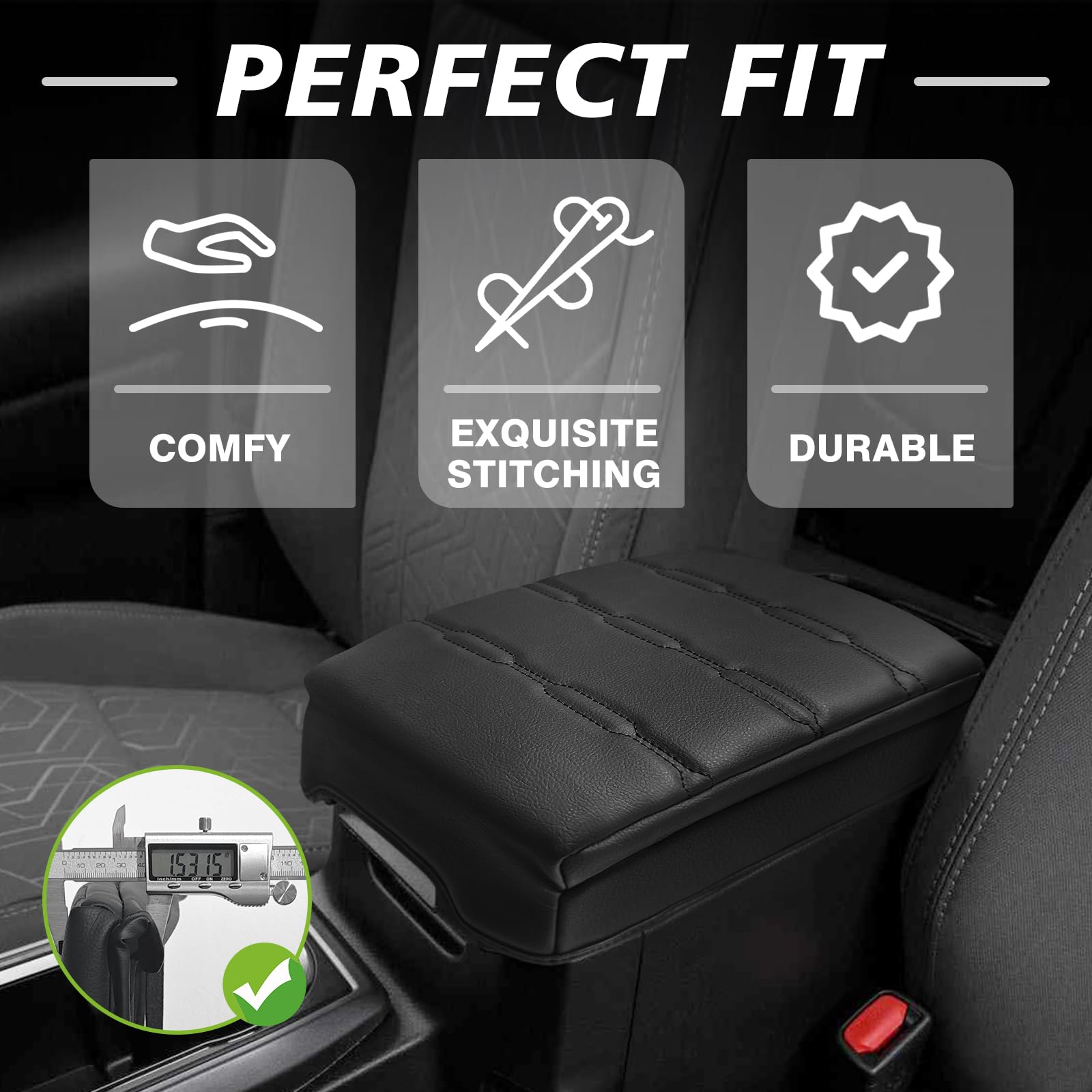 Muslogy Center Console Armrest Cover Compatible With Toyota Tacoma 2016-2023 Comfort Armrest Pad Arm Rest Cushion Vegan Leather