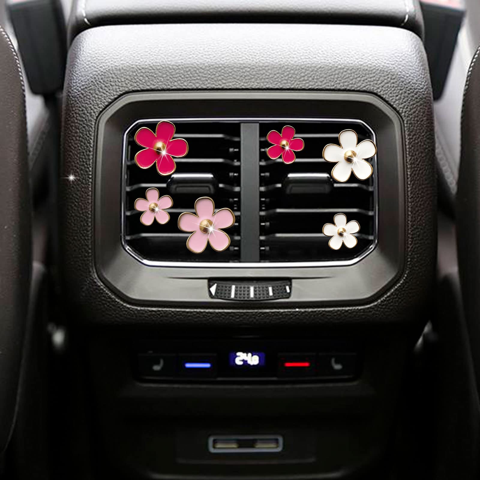 6 Pcs Daisy Air Vent Clips, Cute Flower Car Diffuser Vent Clips Car Air Fresheners Vent Clips Car Interior Decor Charm Car Decoration Cute Car Accessories For Women Girls + Mask Hook(Mixed Color)