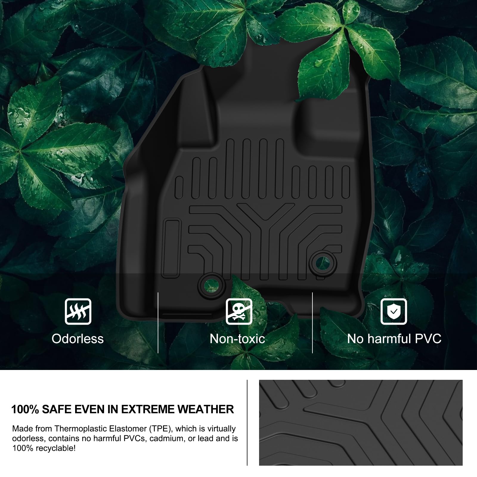 Kiwi Master Floor Mats For 2015-2019 Ford Explorer All Weather Mat Liners Front & 2Nd 2 Row Seat Tpe Slush Liner Black