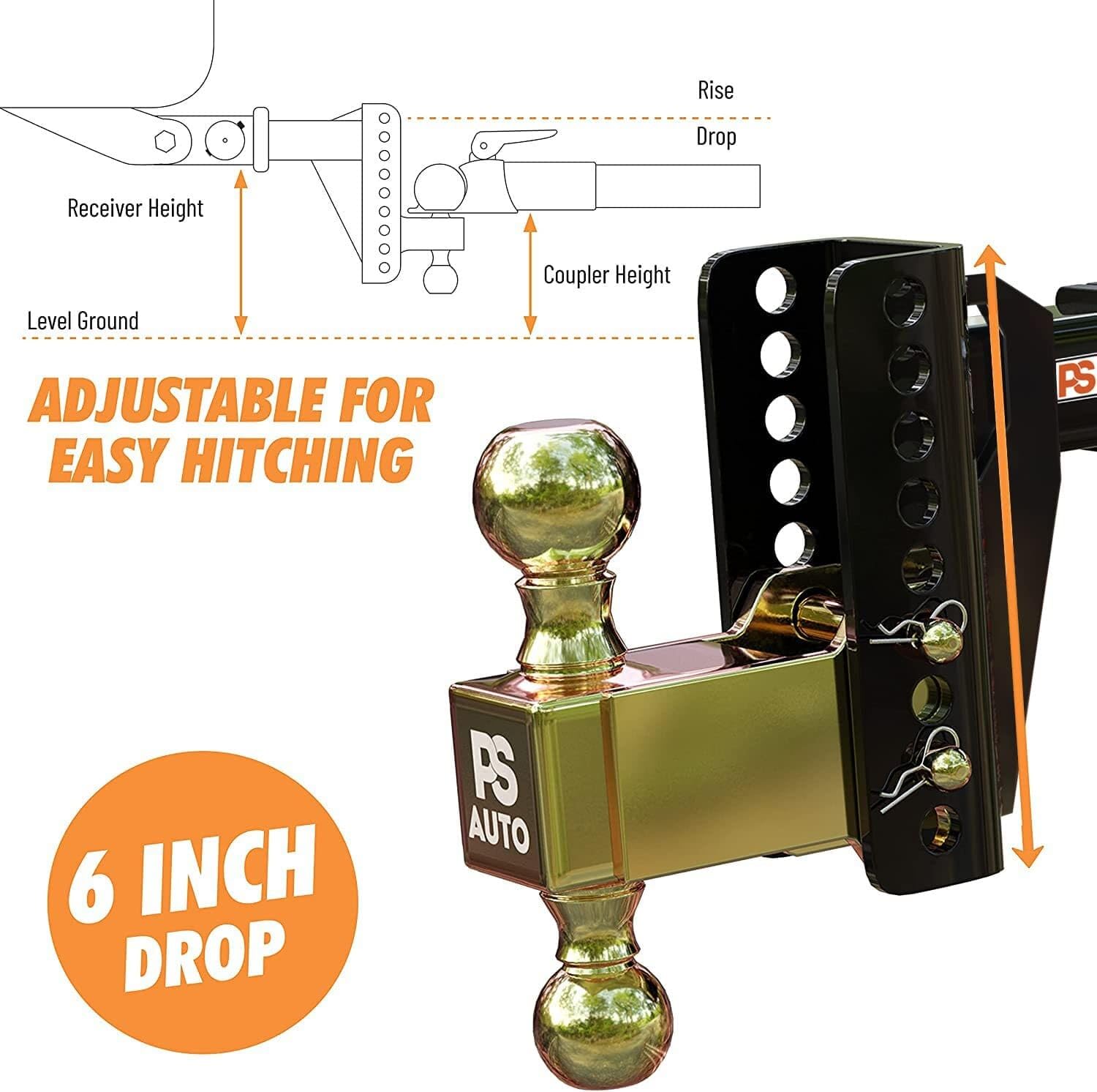 Adjustable Drawbar Trailer Hitch - 20,000 Lbs, Fits 2 And 2-5/16 Inch Balls, Us Gov Tested & Certified, For Rv Towing, Motorcycl