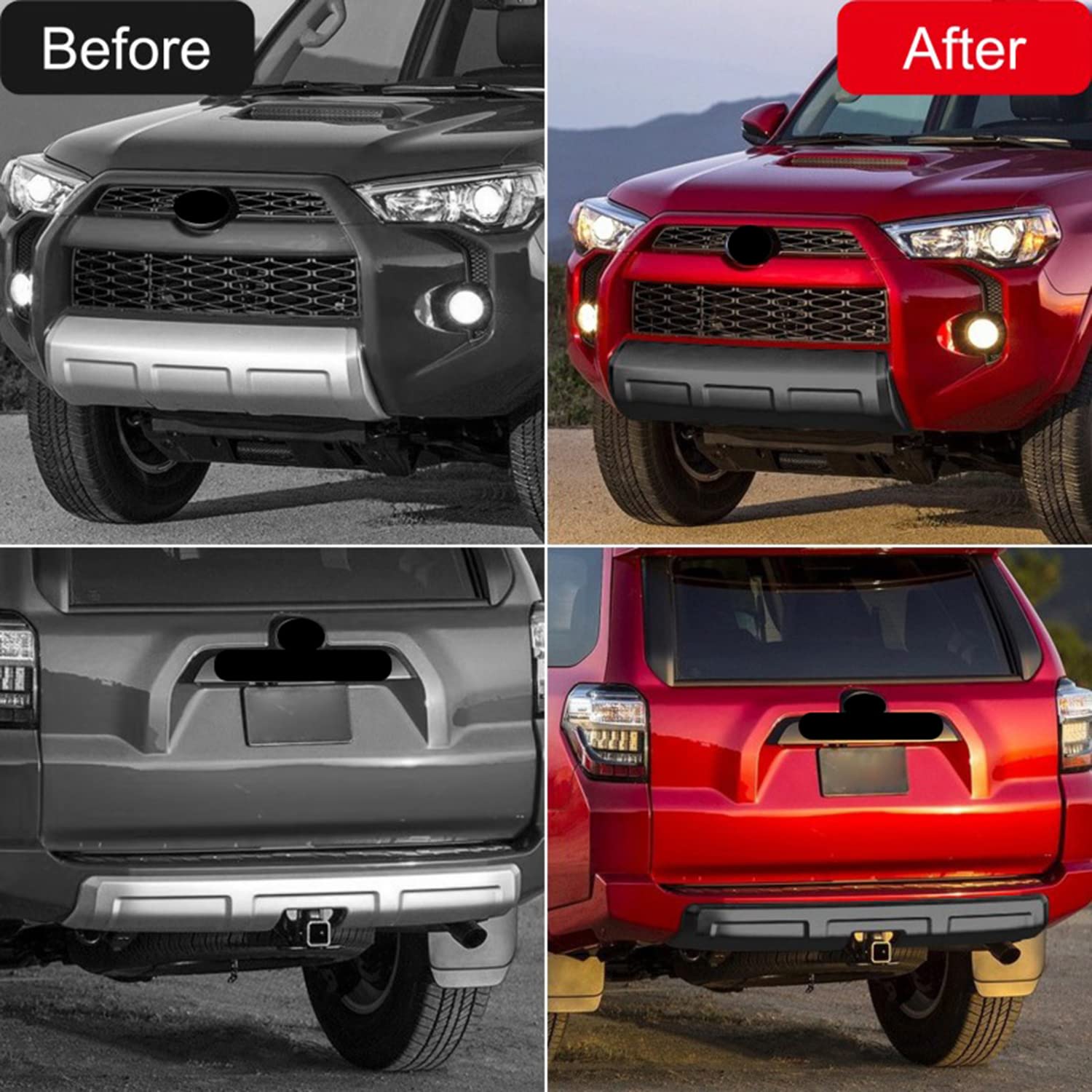 HIGH FLYING Lower Valance Panel Bumper Molding Replacement for Toyota 4Runner, Front & Rear, ABS Matte Black, Model TYRN14220160