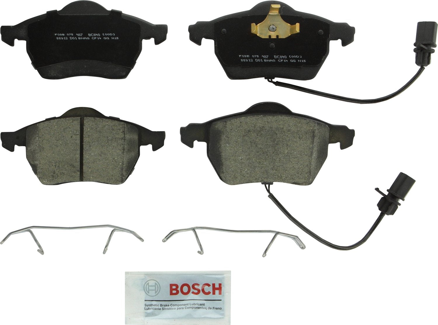 BOSCH BC840 QuietCast Premium Ceramic Disc Brake Pad Set - Compatible with Select Audi A4, A4 Quattro, A6, A6 Quattro; Saab 9-5;