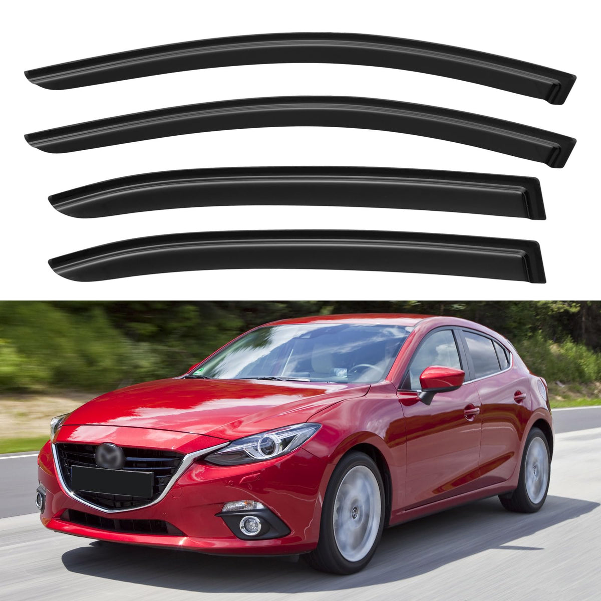 Window Visors Rain Guards for 2014-2018 Mazda 3 Sedan, Out-Channel Window Vent Wind Deflectors Visors Shades for 14-18 Mazda 3 H