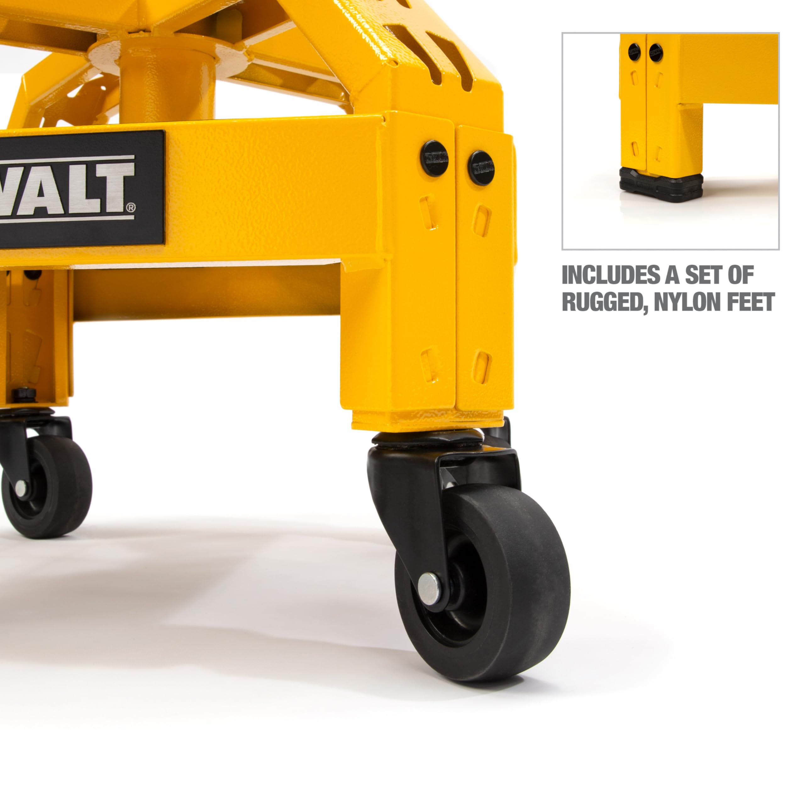 DEWALT Heavy-Duty Metal Rolling Stool for Shop or Garage, Padded 360-degree Swivel Seat, Durable Steel Frame, Adjustable