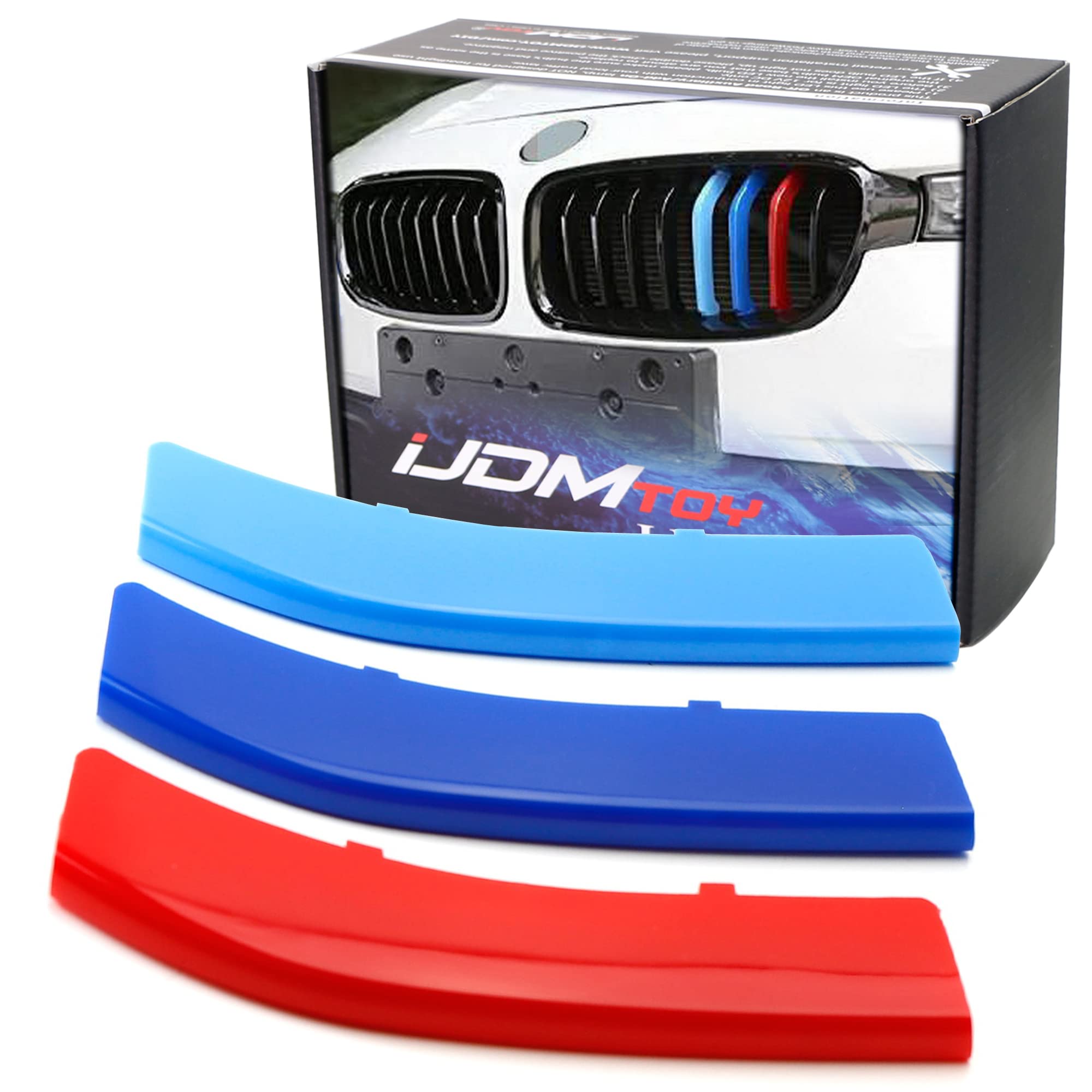 Ijdmtoy M-Colored Grille Insert Trims Compatible With Bmw F30 3 Series 320I 328D 328I 335I 340I W/Standard Kidney Grill (11 Beam