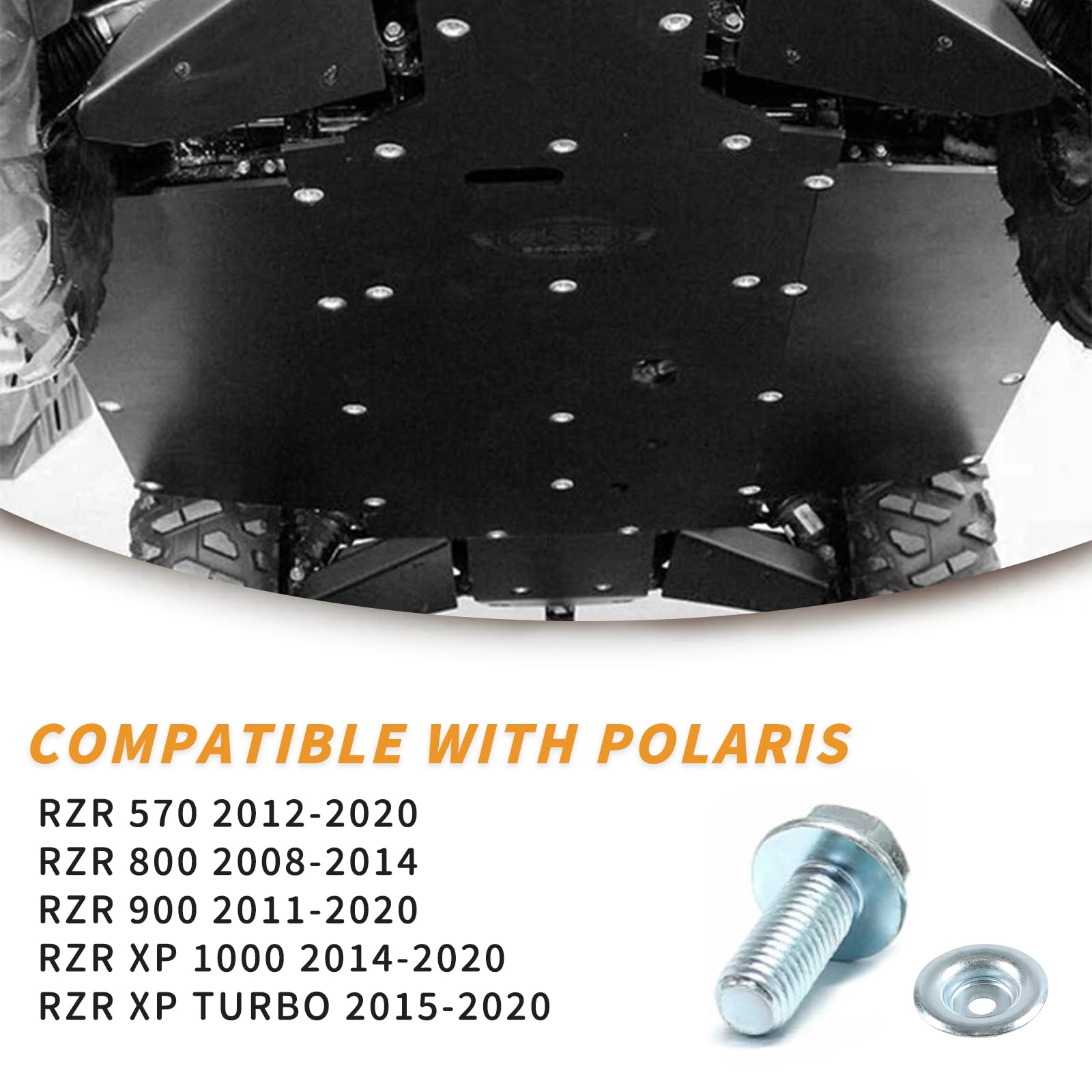 Gstp 20 Piece Set Utv Skid Plate Washer And Bolt Kit Compatible With Polaris Rzr 570 800 900 Xp 1000 Turbo Ranger General Rs1 (1