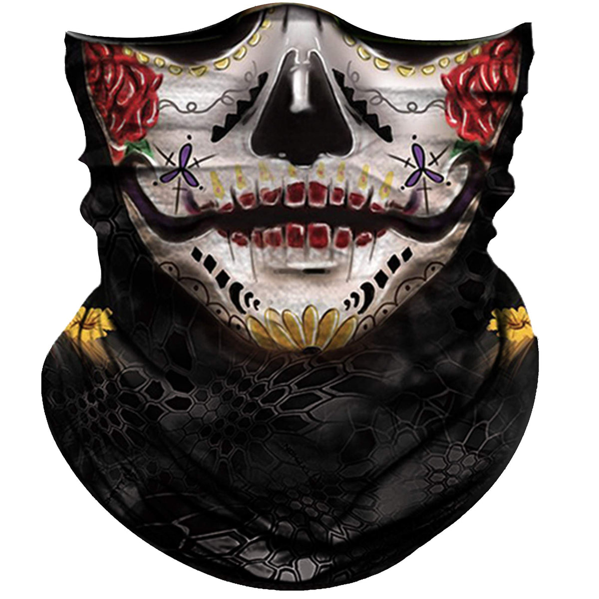 Obacle Skull Face Mask for Women Men Dust Wind UV Sun Protection Seamless Bandana for Rave Festival Motorcycle Riding Biker Fish