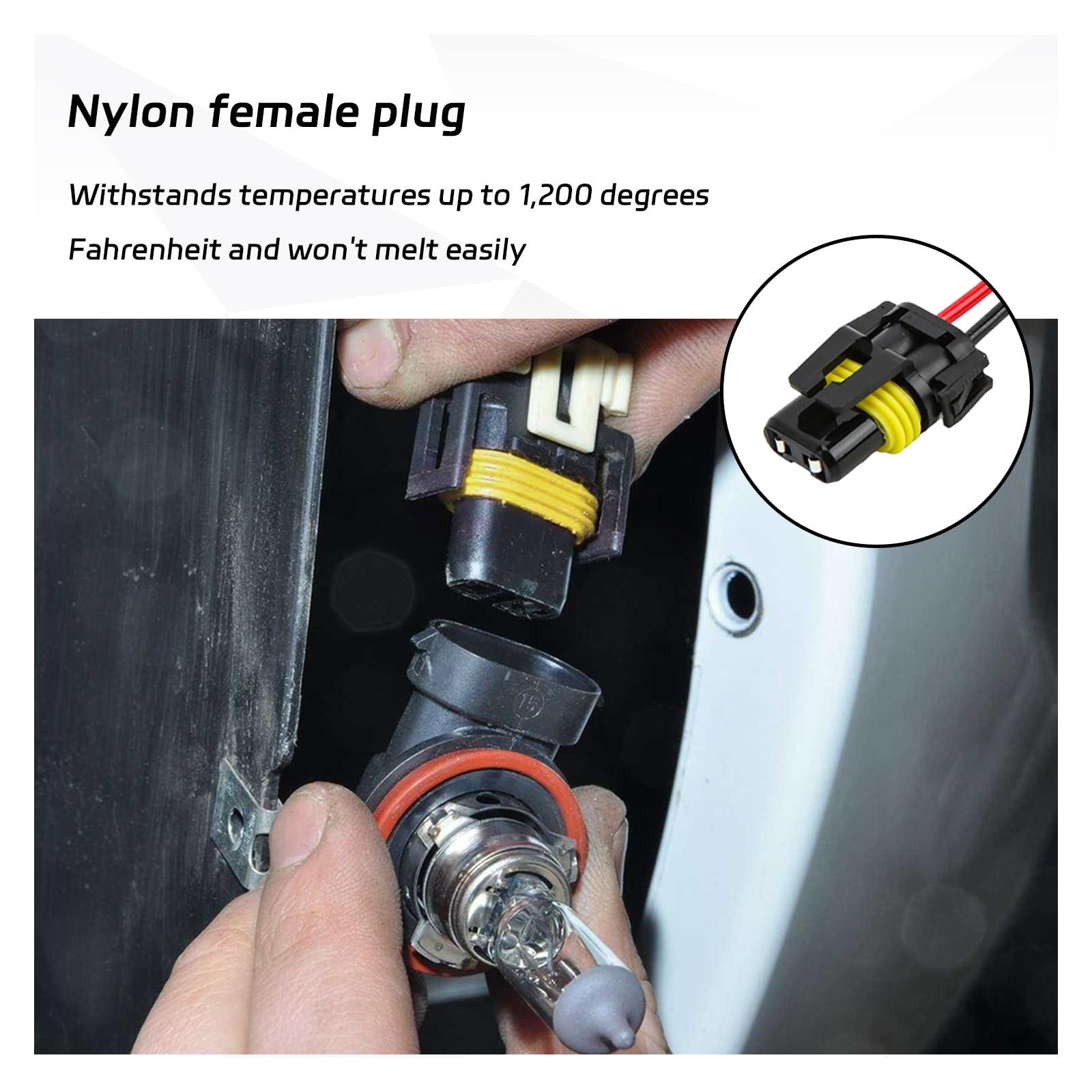 Suvnie 2 Pcs 9005 9006 9012 Hb3 Hb4 Female Adapter Wiring Harness Sockets Wire, Car Lampholder Wire For Headlights And Fog Light