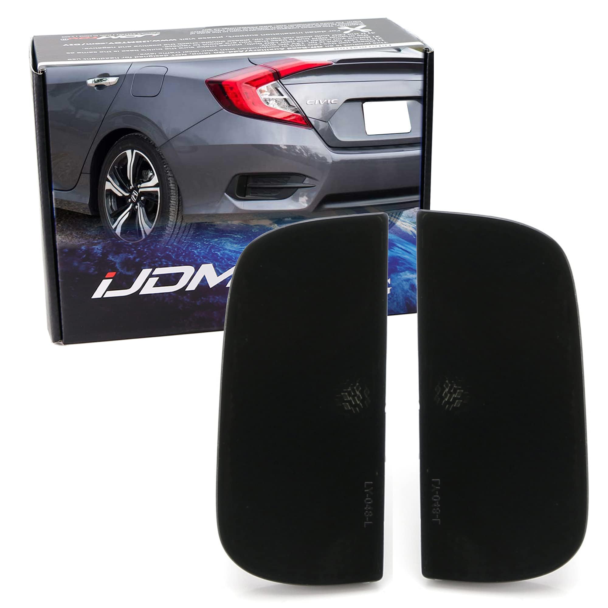 Ijdmtoy Smoked Lens Rear Bumper Reflector Lenses Compatible With 2016-21 Honda Civic Sedan/Coupe 10Th Gen, Oe-Spec Lh Rh Assembl