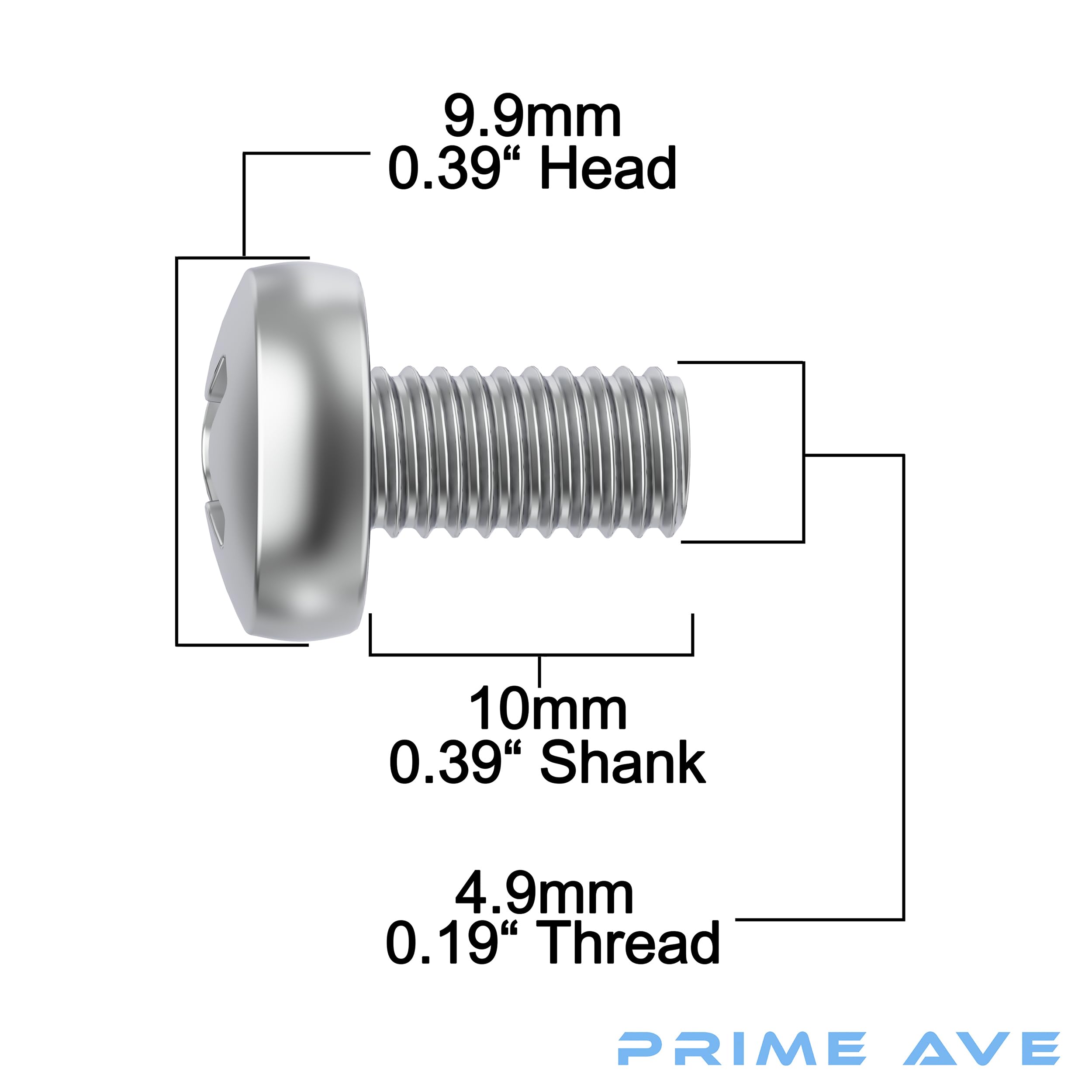 Prime Ave Stainless Steel License Plate Screws - Extended Length, Pack of 8 for All BMW Models