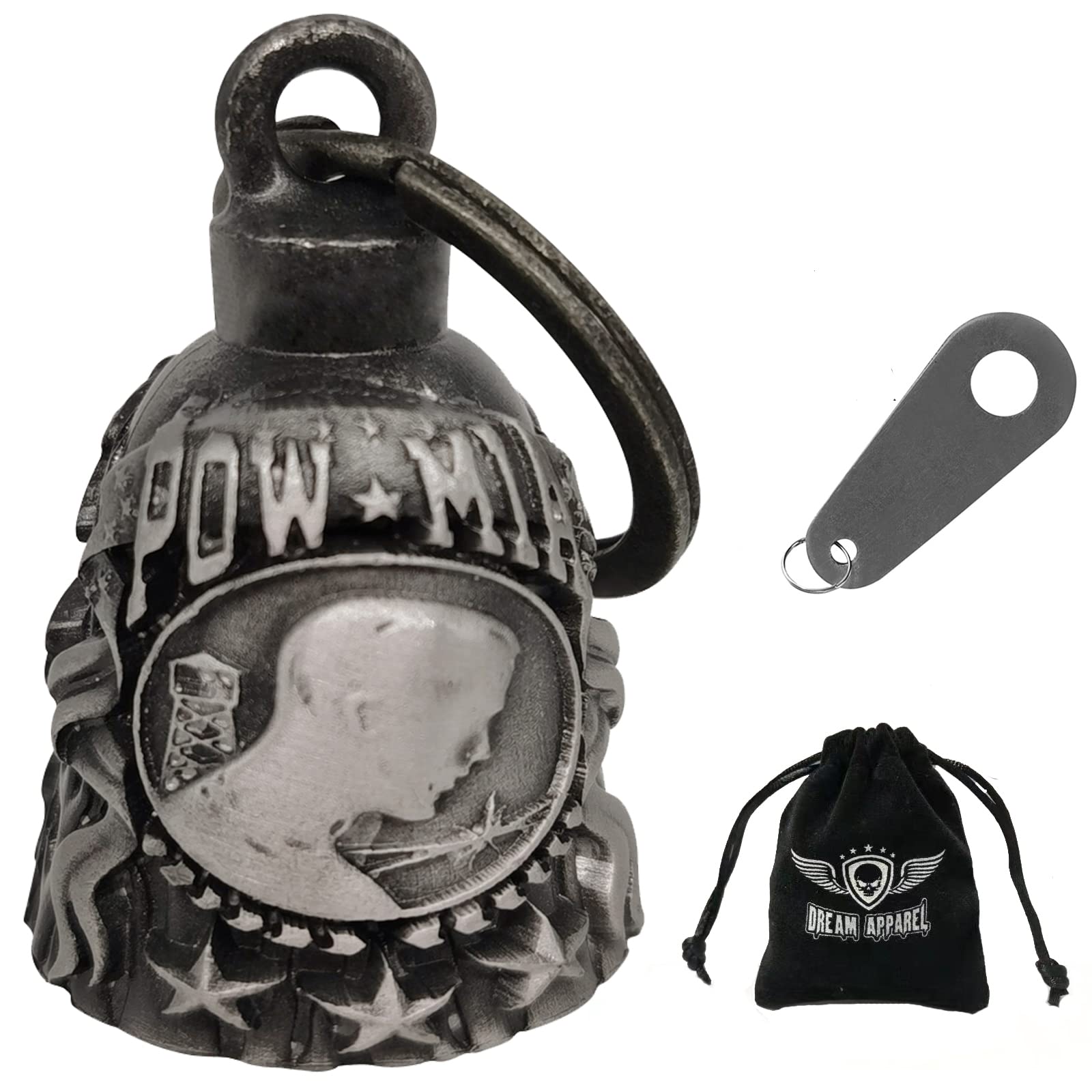 Dream Apparel Motorcycle ride bell for bikers,heavy spirit bells accessory and key chain for luck (DBL15-L Pow)