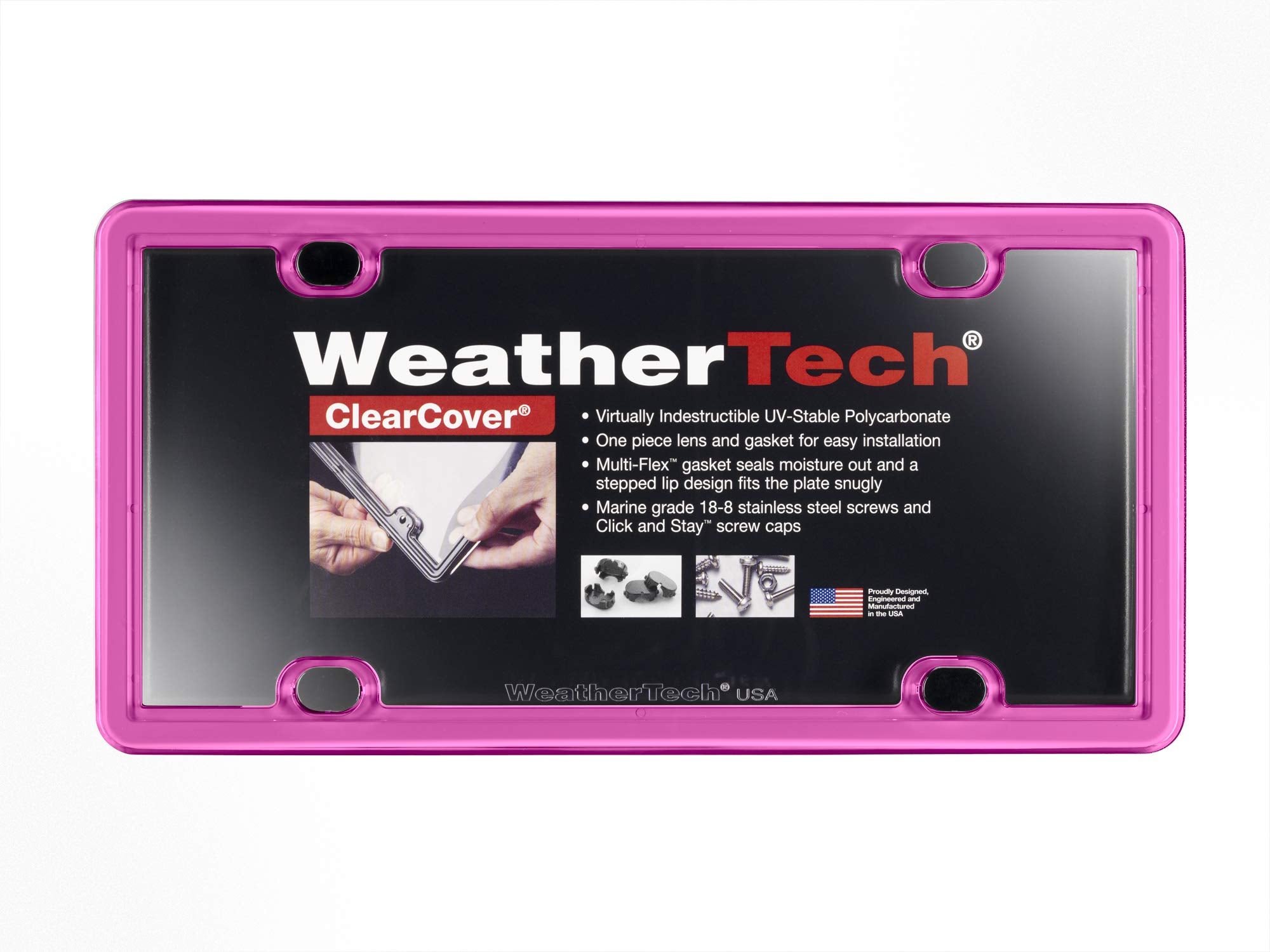 Weathertech Clearcover License Plate Cover And Frame, Hot Pink