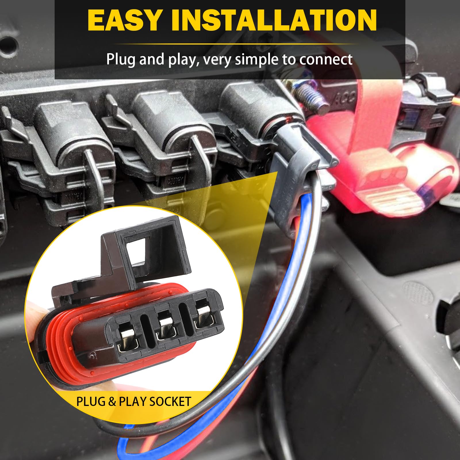 12Awg Pulse Power Plug Connector Pigtail Compatible With Polaris Ranger Xp 1000 & Rzr Rs1 Pro & General 2018 2019 2020 2021 - Pulse Bar Wire Harness (3 Pcs)