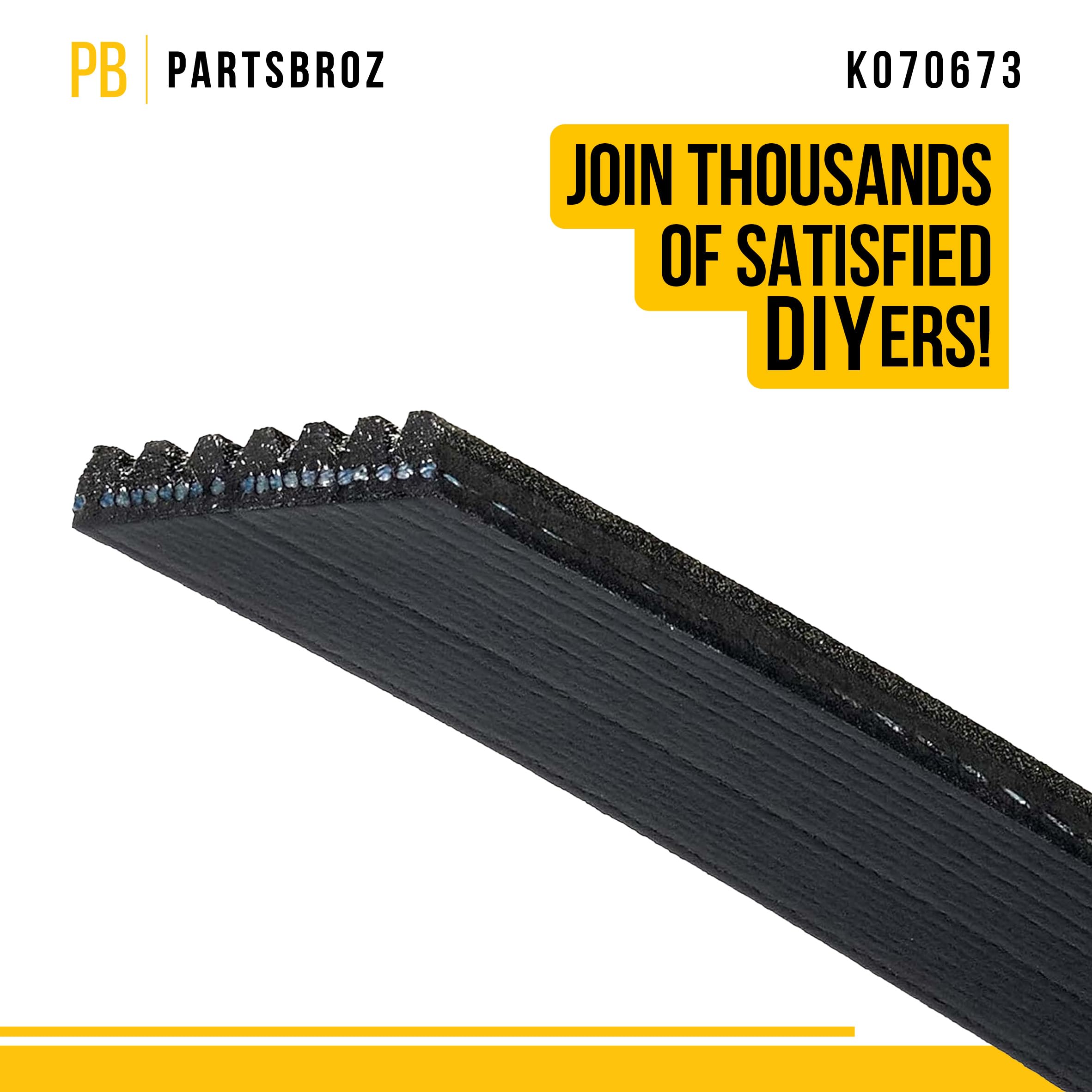 Partsbroz K070673 Micro-V Serpentine Drive Belt - Compatible With Gates Continental Dayco Acdelco Goodyear - Replaces K070673Hd,
