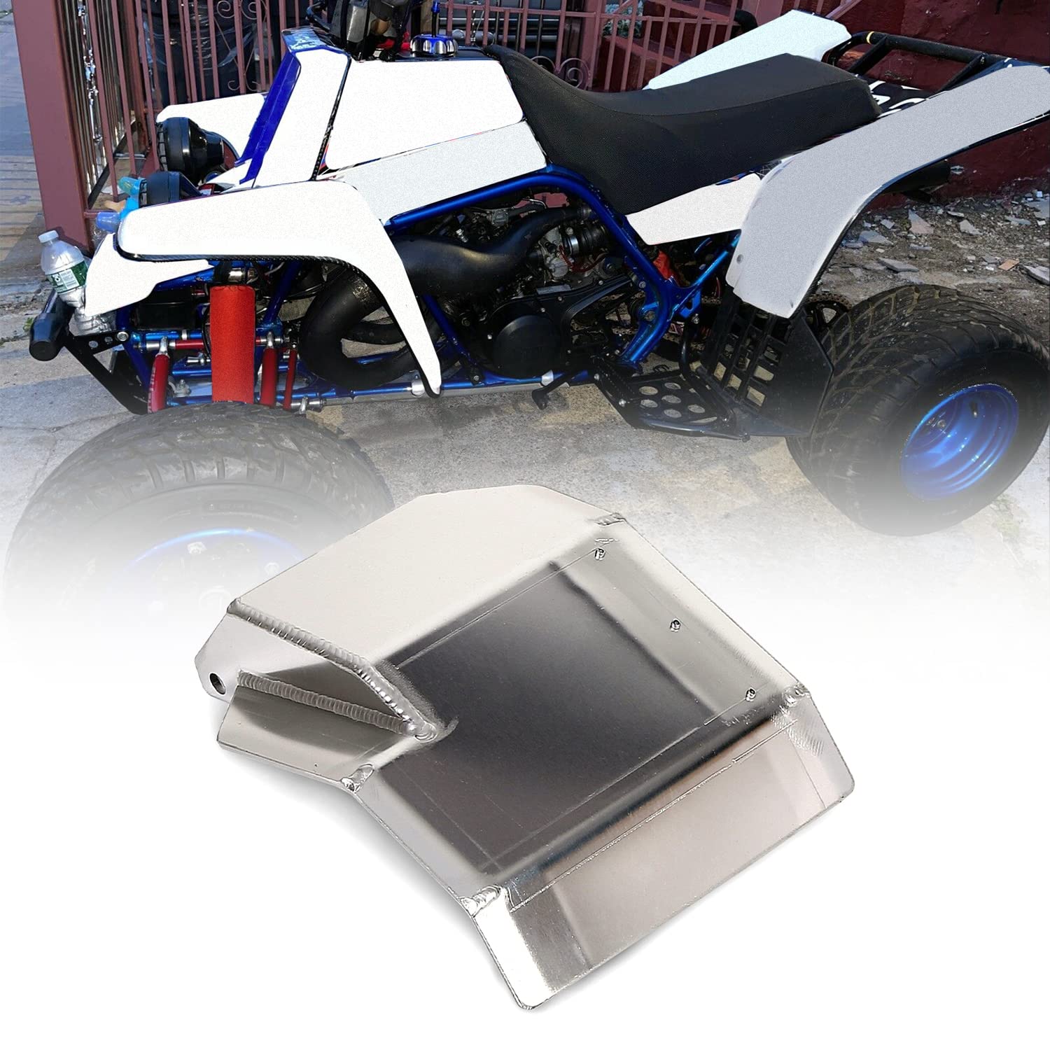 Ecotric Atv Swing Arm Skid Plate Compatible With 1987-2006 Yamaha Banshee Yfz 350 Polished Aluminum