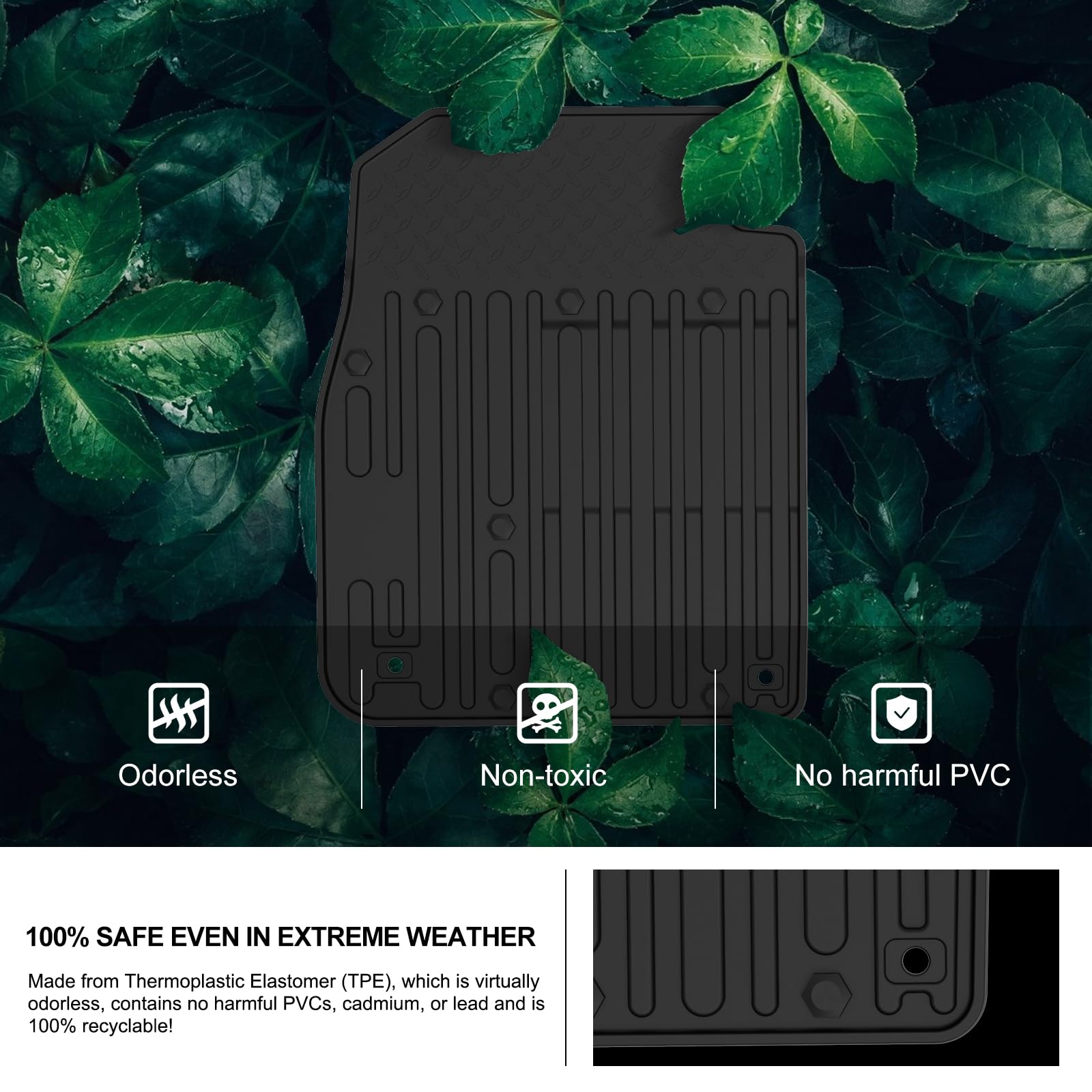 Kiwi Master Floor Mats For 2009-2018 Dodge Ram 1500 Quad Cab, 2019-2024 Ram 1500 Classic Quad Cab Front & 2Nd Row Seat All Weath