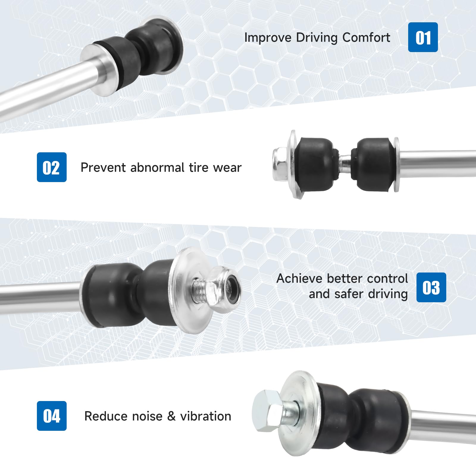K8772 Sway Bar - Front Stabilizer Bar End Links Compatible With 97-01 Ford F-100 97-02 Ford Expedition 97-04 F-150 97-99 F-250 0