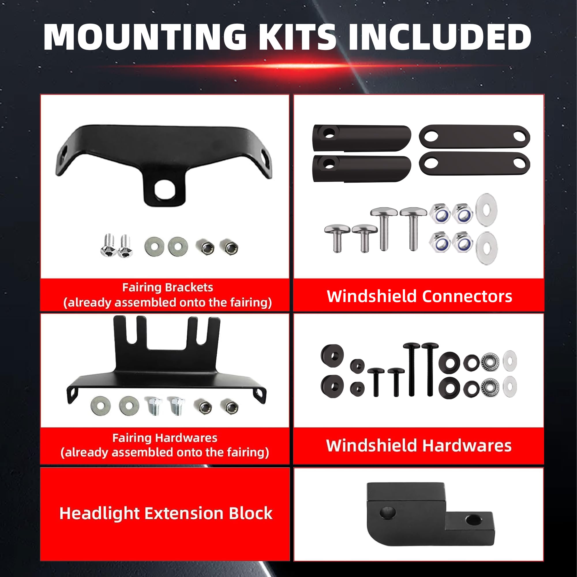 FATECIM Motorcycle Headlight Fairing Cover with 15'' Smoke Windshield Fits for Harley Dyna FXDXT T-Sport (Smoke Windshield)