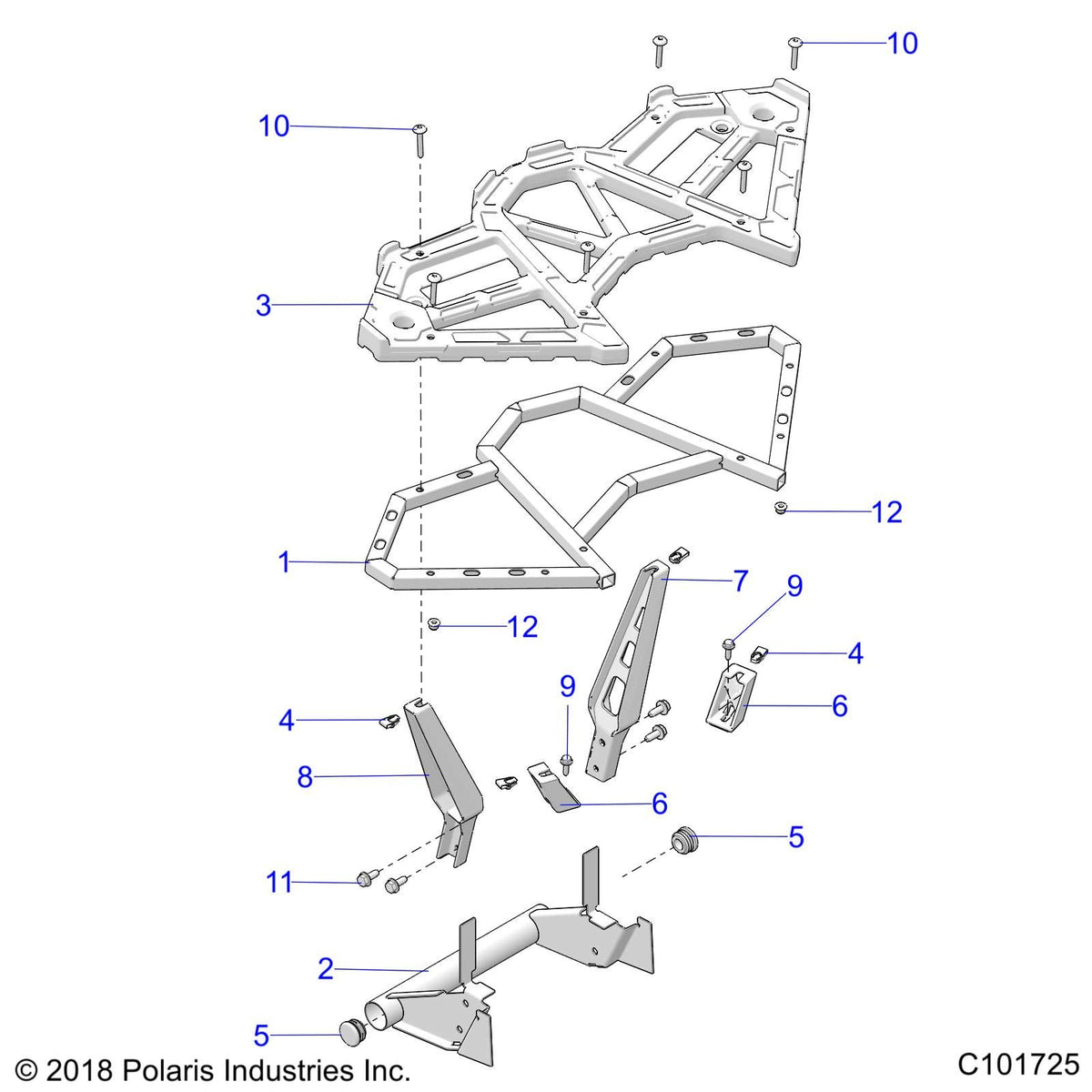 Polaris Lh Rear Rack Support Bracket 2013-2019 Sportsman Scrambler 5632709 Oem