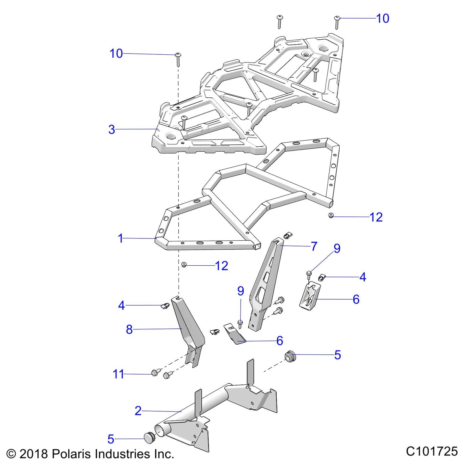 Polaris Atv Support Rack Bracket, Rear, Left, Genuine Oem Part 5632709, Qty 1