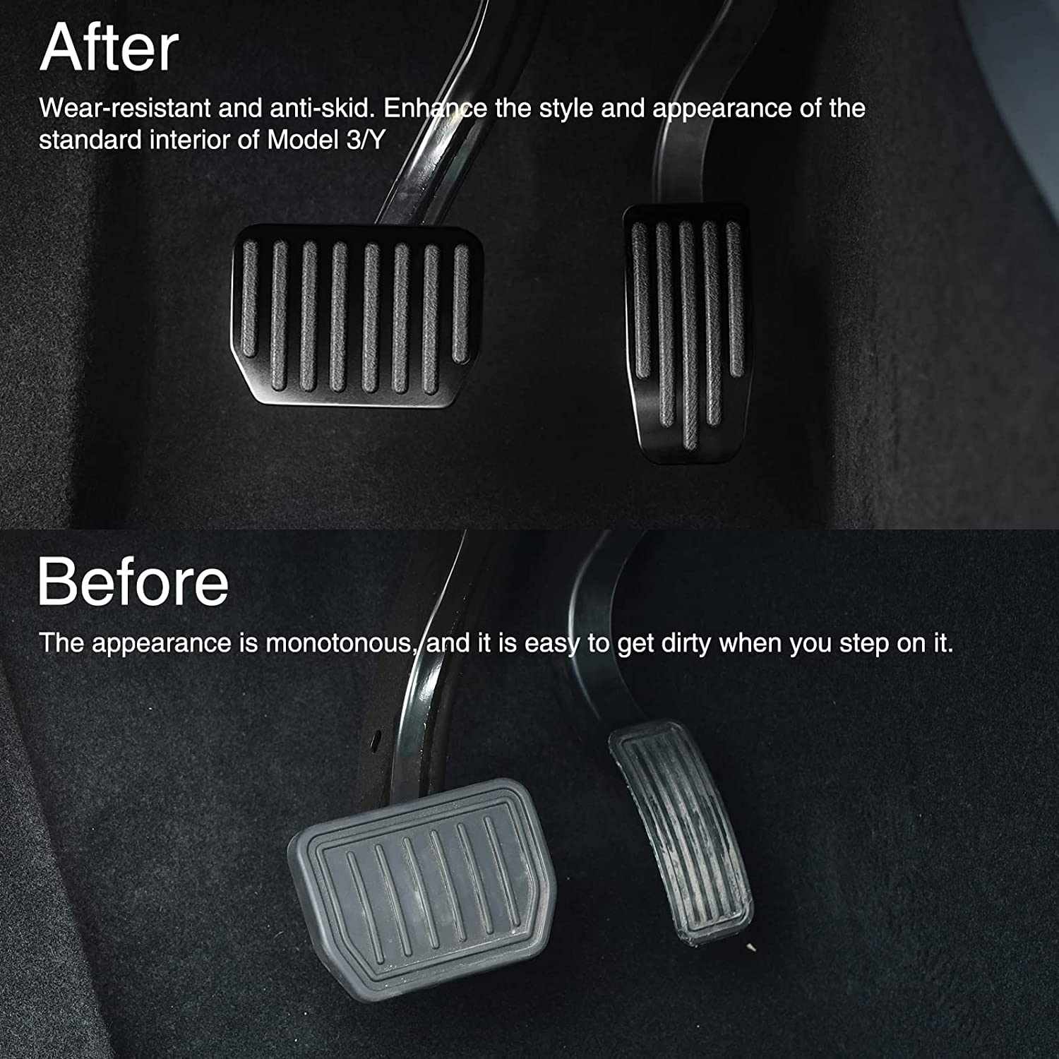 Qiruimy Foot Pedal Pads Set For Tesla Model 3 Model Y, Non-Slip Performance Aluminum Car Accessories Brake & Accelerator Pedal C