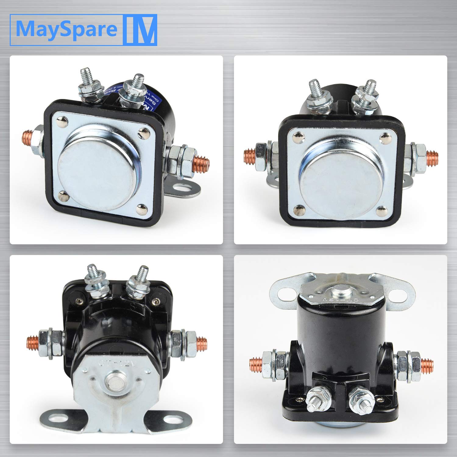 Mayspare Starter Solenoid Relay Sw-3 Fit Ford Jeep Lincoln Mercury 4 Terminal Hot Rod Starter Solenoid Relay Heavy Duty 12V