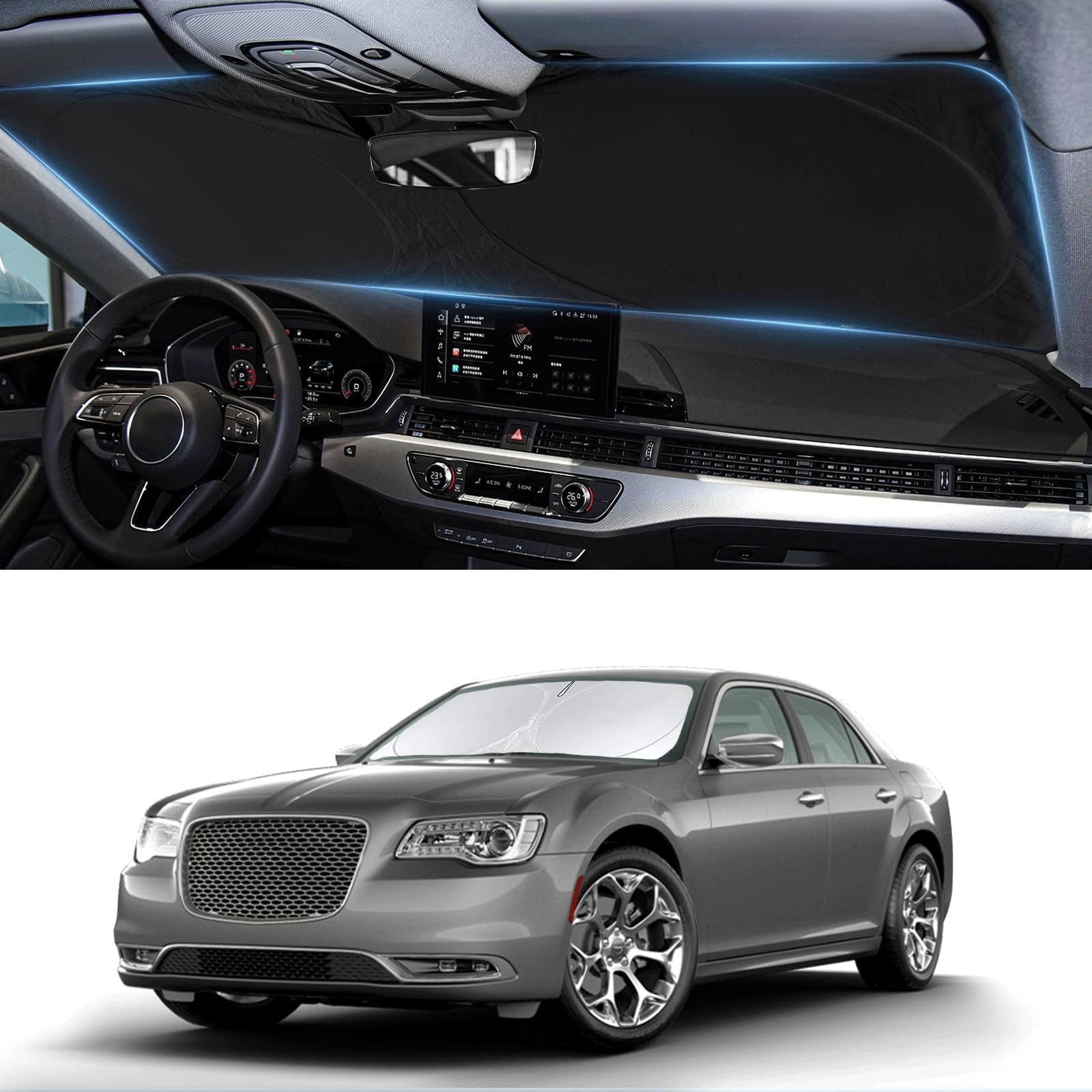 Sunshade For Chrysler 300 Windshield Sun Shade For Chrysler 300 300C 2011-2023 2024 2025 Car Accessories Foldable Front Window S