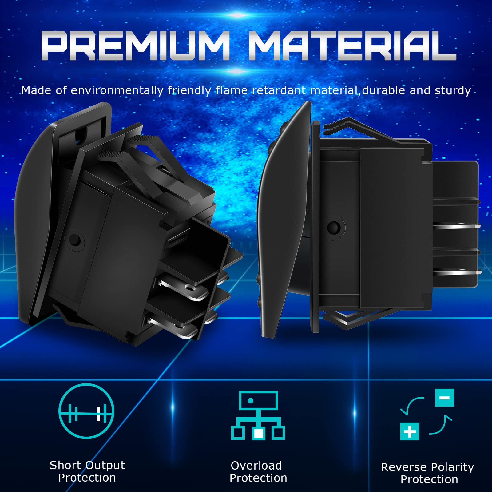 10 Pcs 12V 24V Toggle Switch Spst Dashboard 4 Pin Rocker Switch Blue Lighted Led Boat Switch Marine Switches Waterproof With Night Glow Sticker For Auto Truck Motorcycle Boat Utv Car