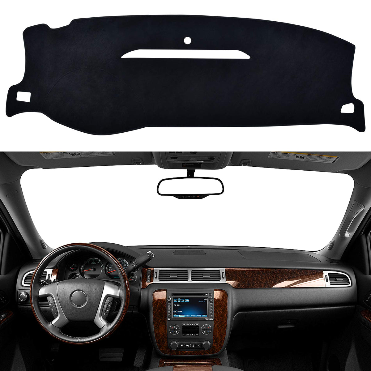 SPEEDWOW Dash Board Custom Cover Mat Carpet Compatible with 2007-2014 Chevy Silverado Pickup Suburban Tahoe Avalanche GMC Sierra