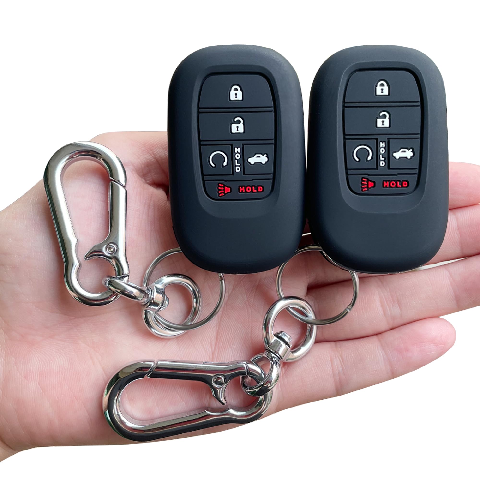 Tandrive Key Fob Cover For (5 Buttons) Honda 2022 2023 2024 2025 Civic Accord Hr-V Pilot Cr-V, Silicone, 2-Pack, Black