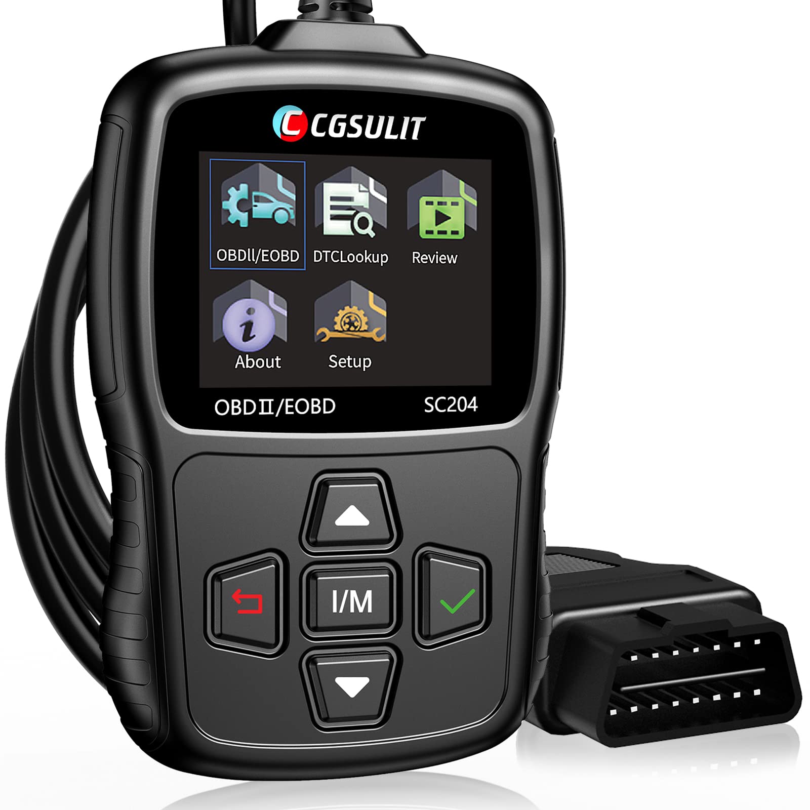 CGSULIT SC204 Enhanced OBD2 Scanner Diagnostic Tool, Check Engine Code Reader With Reset, Smog Check, Clear Code, Live Data & Mo