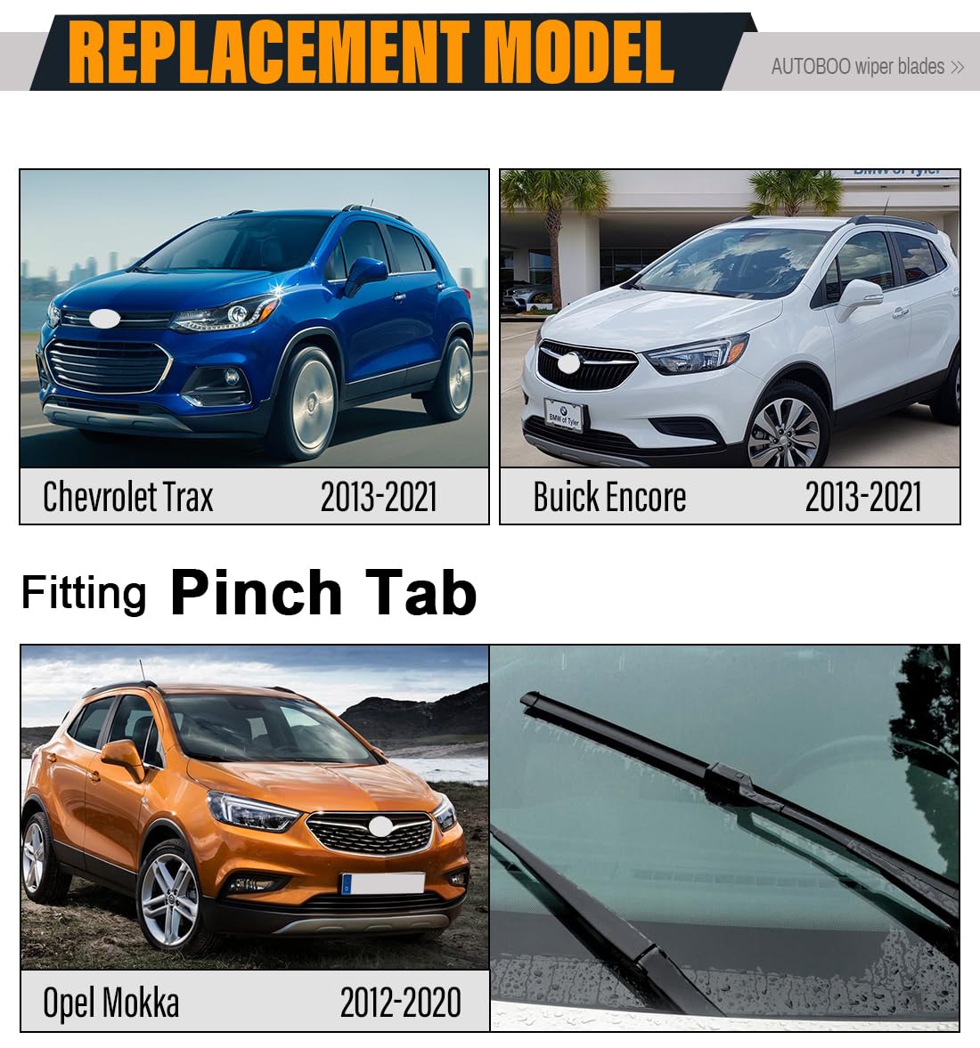 Autoboo 26''+14'' Windshield Wipers With 10'' Rear Wiper Blades Replacement For Chevrolet Trax 2013-2021 2022 2023,Buick Encore