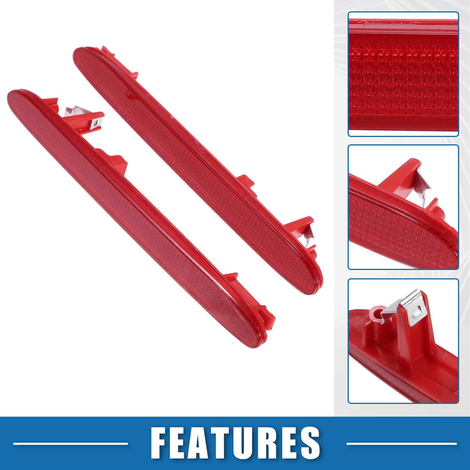 A ABSOPRO Car Rear Left Right Bumper Reflector 33555-SEA-013 33505-SEA-013 for Honda CR-V EX LX SE 2005-2006 Plastic Red (Set of