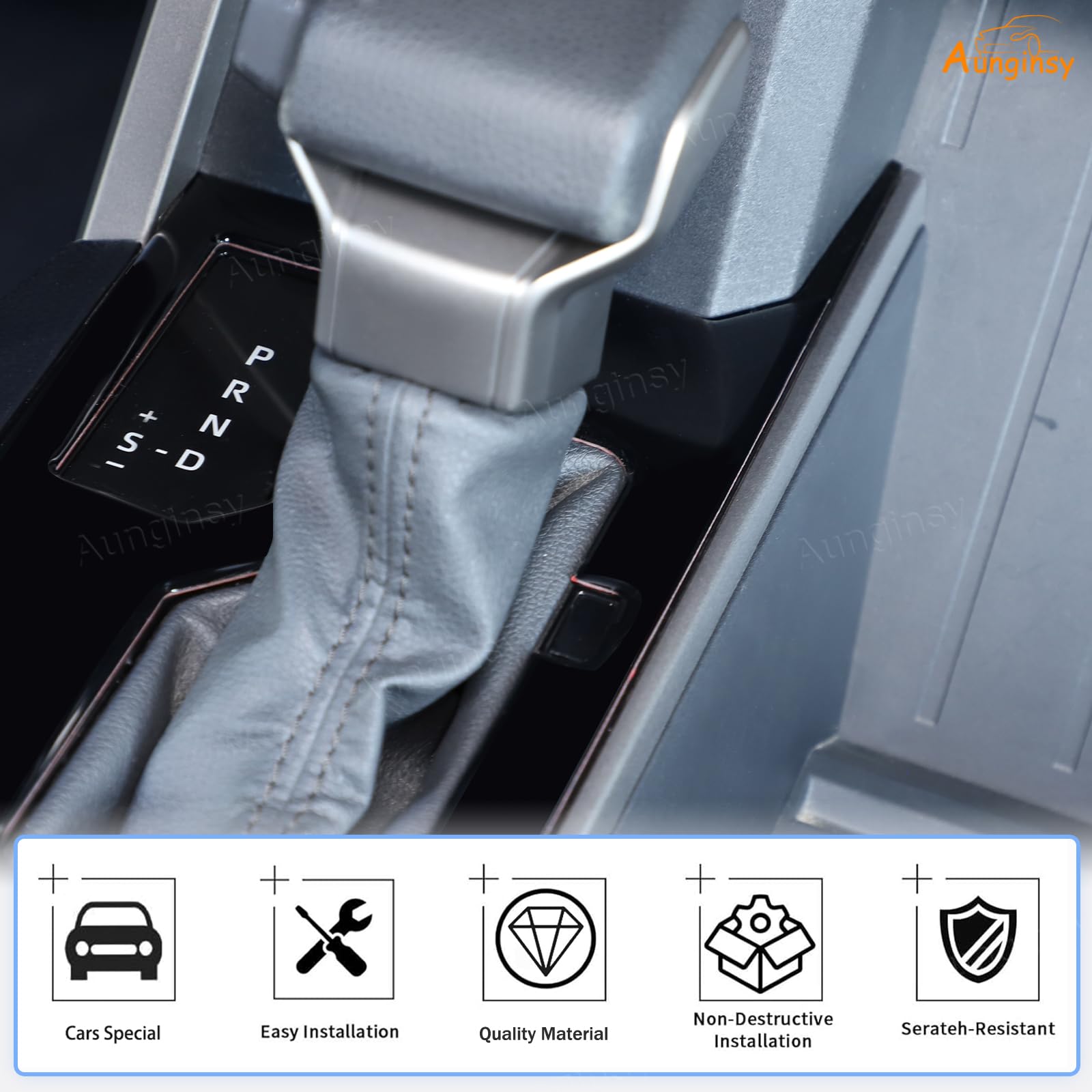 Aunginsy Car Central Control Gear Shift Panel Trim Cover Compatible With Toyota Tundra/Sequoia 2022-2024 Pickup Gear Shifter Con