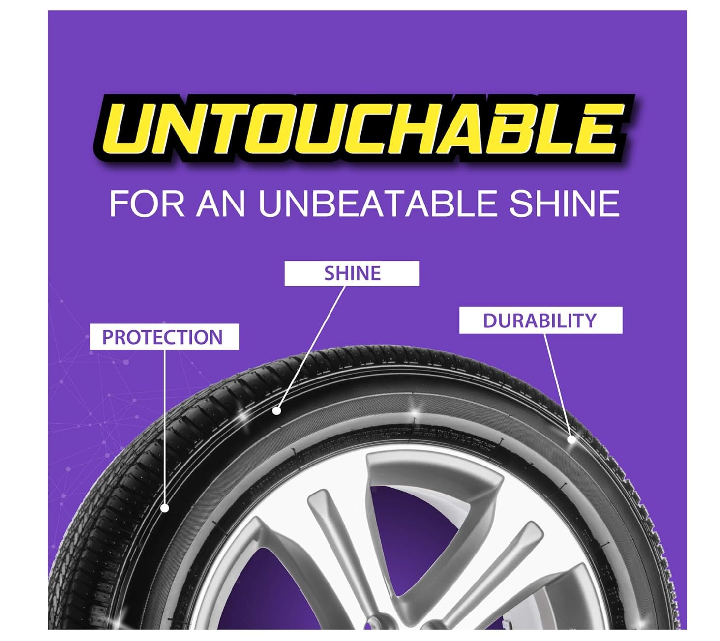 Untouchable Tire Shine Spray – Long-Lasting Wet Tire Finish For Deep Gloss & Protection – Waterproof Tire Shine, Easy Application, Premium Tire Cleaner & Shine (42 Oz)