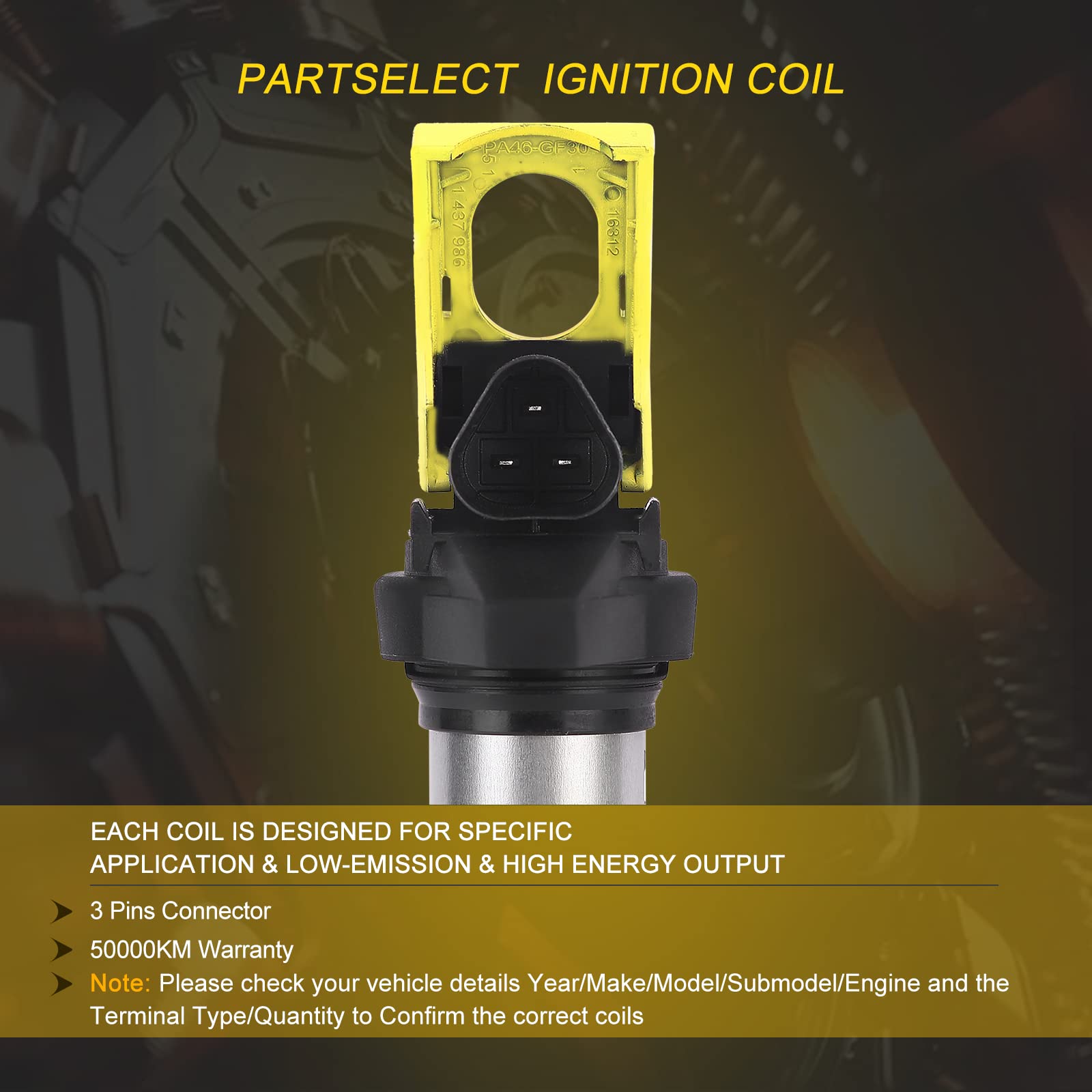 Partselect 4Pcs Ignition Coil Pack Uf-598 C1692 Replacement For Mini Cooper 2007-2013 Countryman 2011-2016 Paceman 2013-2016 L4