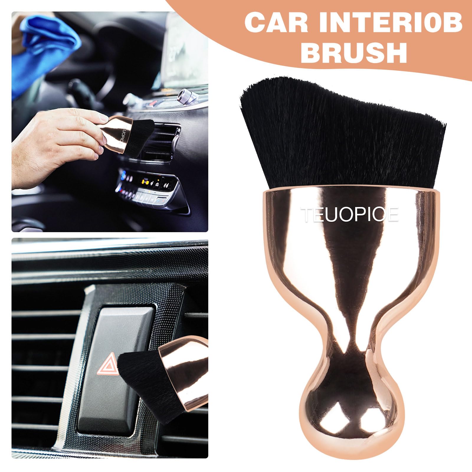 Teuopioe Car Interior Cleaning Brush,Auto Soft Hair Car Brush, Car Interior Dust Brush,Car Accessories For Car Dashboard, Air Co