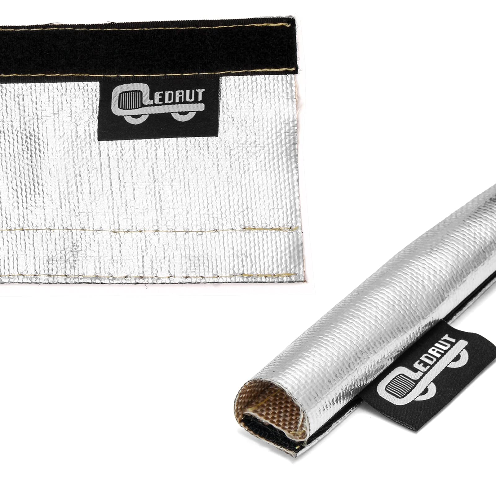 Heat Shroud Aluminized Sleeving Heat Shield Fuel Line Wire Heat Sleeve 1'' I.D. X 10Ft With 20 Pcs 7.8Inch Stainless Steel Cable