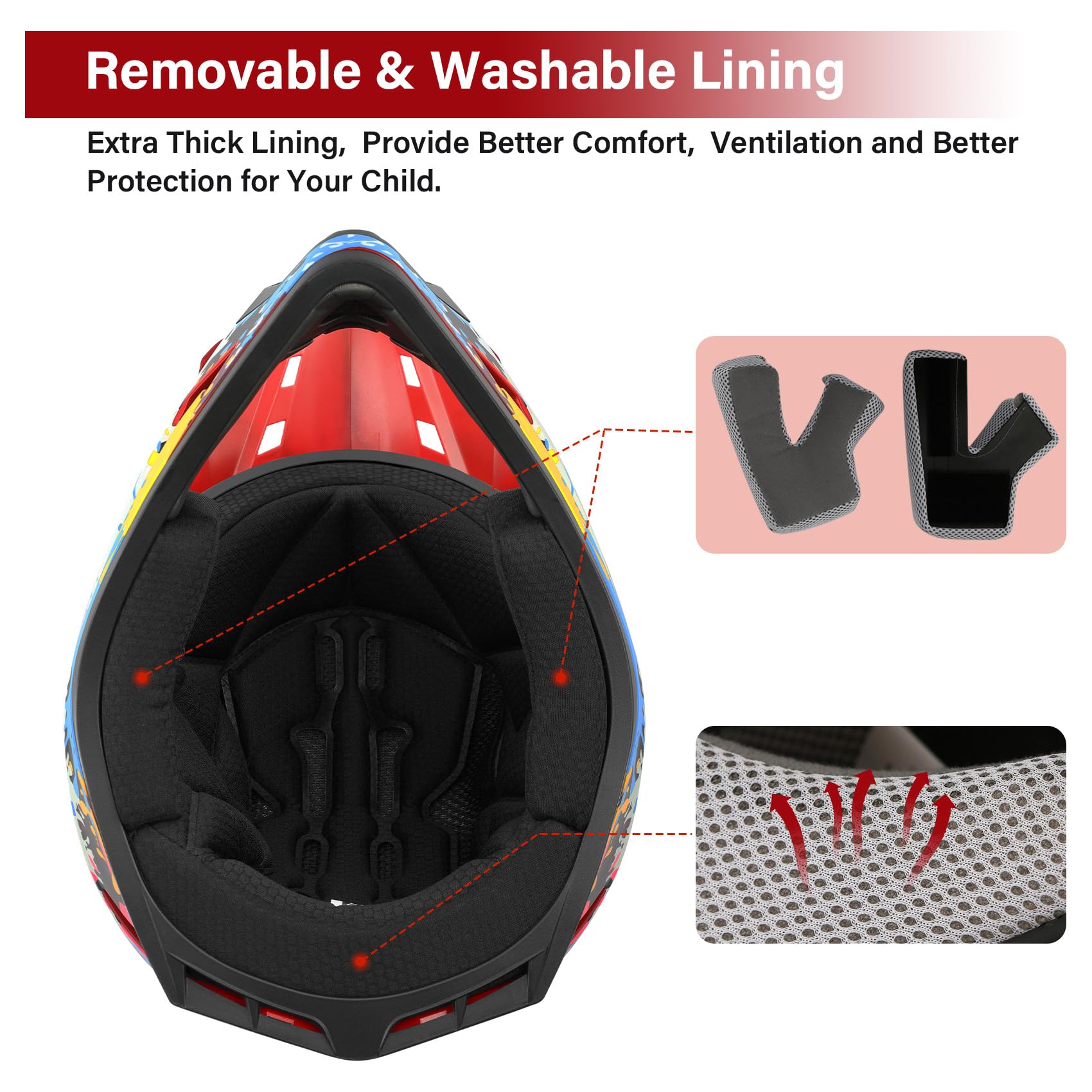 Xfmt Dot Youth Kids Motocross Offroad Street Dirt Bike Helmet Motorcycle Atv Full Face Helmet With Goggles Gloves, Spray Graffit