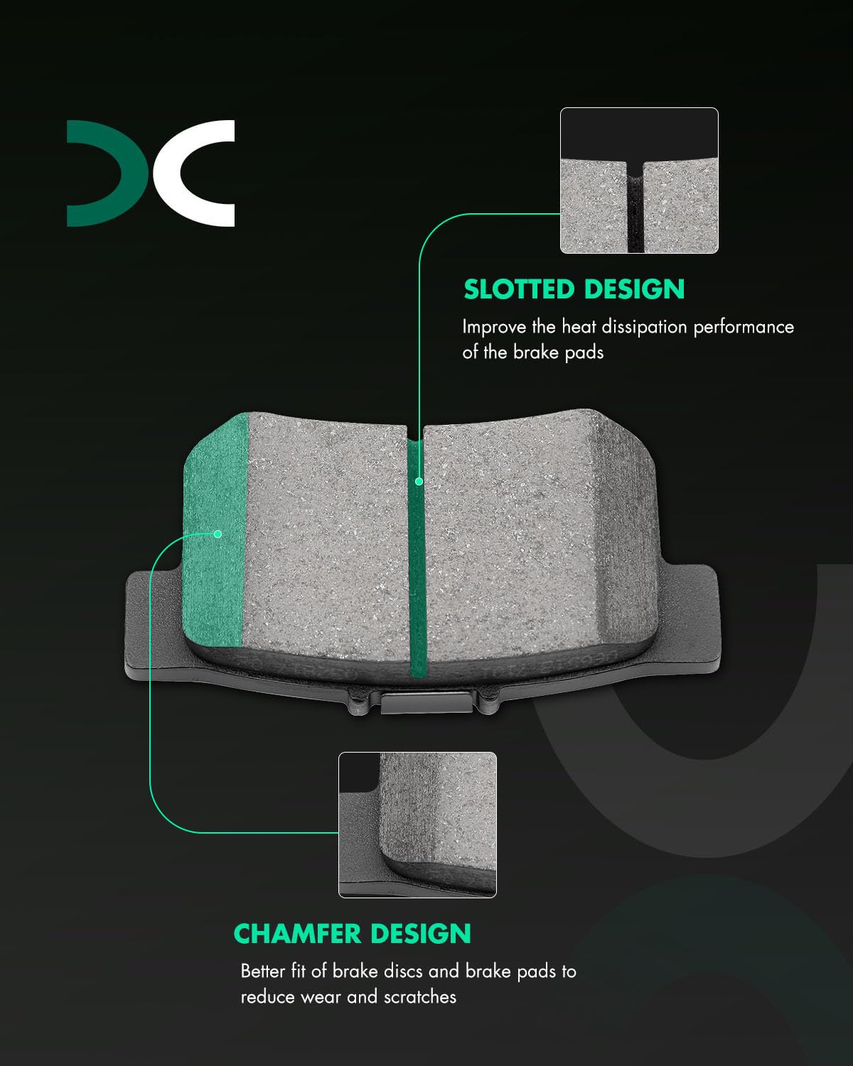 SCITOO D914 D537 Front Rear Ceramic Brake Pads Sets Fit For Acura ILX 2013-2015,For Honda Civic 2012-2015,For Honda For Accord 2