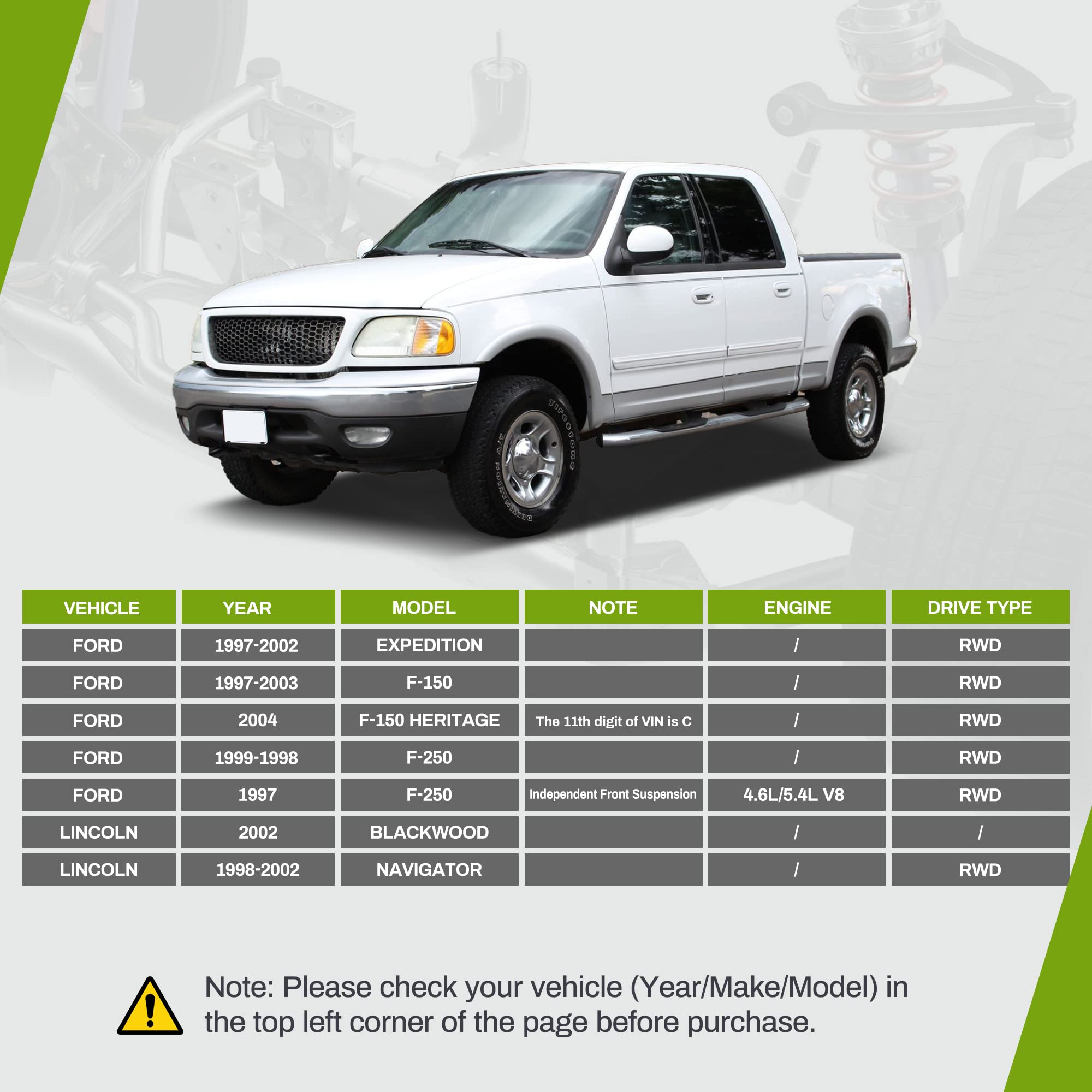 Autosaver88 Front Suspension Kit Compatible With 1997-2003 Ford F-150, 1997-2002 Expedition, 1997-1999 F-250, 1998-2002 Lincoln