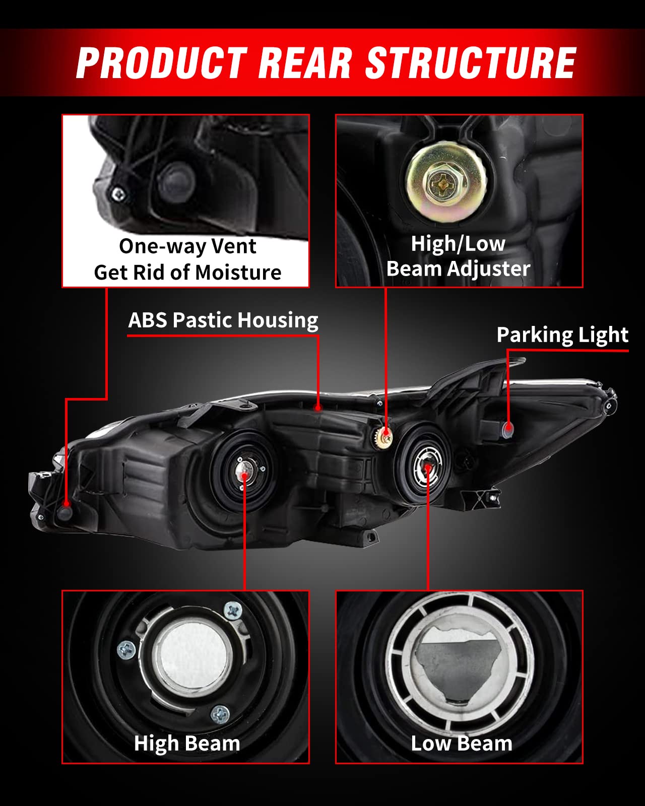 Adcarlights 2015 2016 2017 Camry Headlight Assembly Headlights For 2015-2017 Toyota Camry Headlamp Replacement Left And Right -