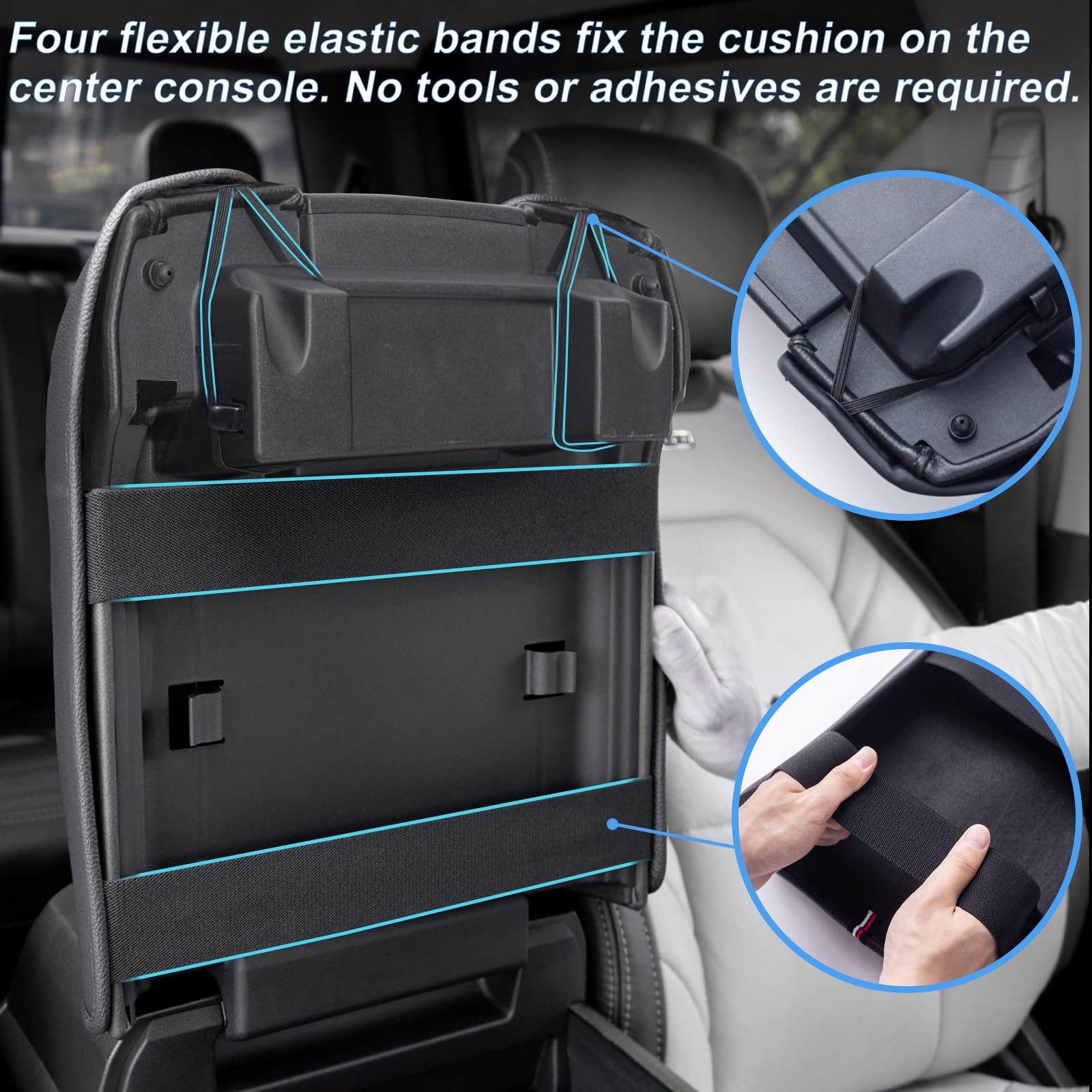 Pimcar Center Console Cover Compatible With Ford 2015-2020 F150, 2017-2022 F250 F350 F450, 2018-2023 Expedition Interior Accessories Custom Pu Leather Armrest Cushion Protector (Bucket Seat Only)