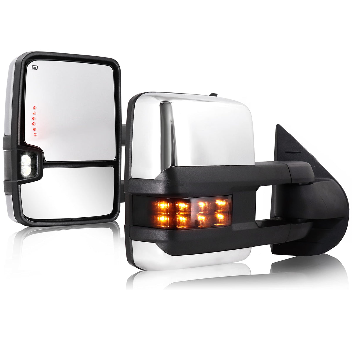 Towing Mirrors Chrome For 2007 2008 2009 2010 2011 2012 2013 Chevy Silverado Suburban Tahoe Avalanche Gmc Sierra Yukon With Powe