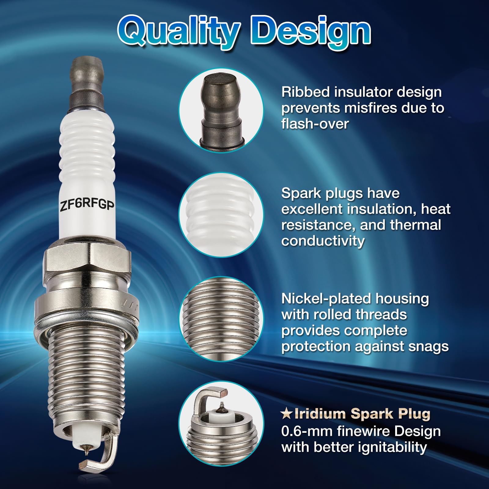 Bdfhyk Set Of 4 Iridium Spark Plug Compatible With Acura El 2001-2005 Honda Civic 2001-2005,1.7L L4 Engine Replacement For 7100 Zfr6Fgp