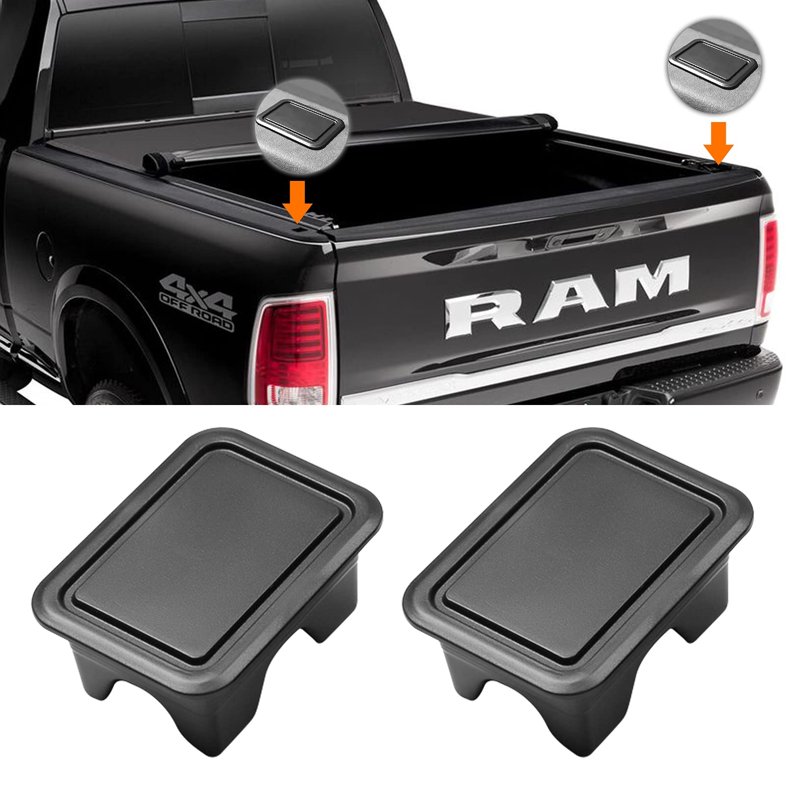 Moonlinks Ram 1500 Stake Pocket Covers, Rear Truck Bed Rail Stake Pocket Cover Compatible With Dodge Ram 2019-2024(Set Of 2)
